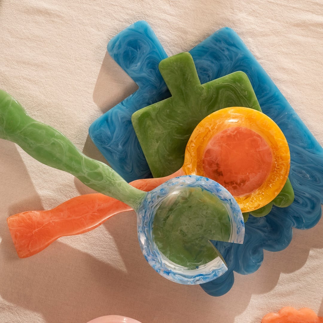 Tanda Reçine Salata Kaşık Seti 31x11x2 Cm Yeşil - Mavi