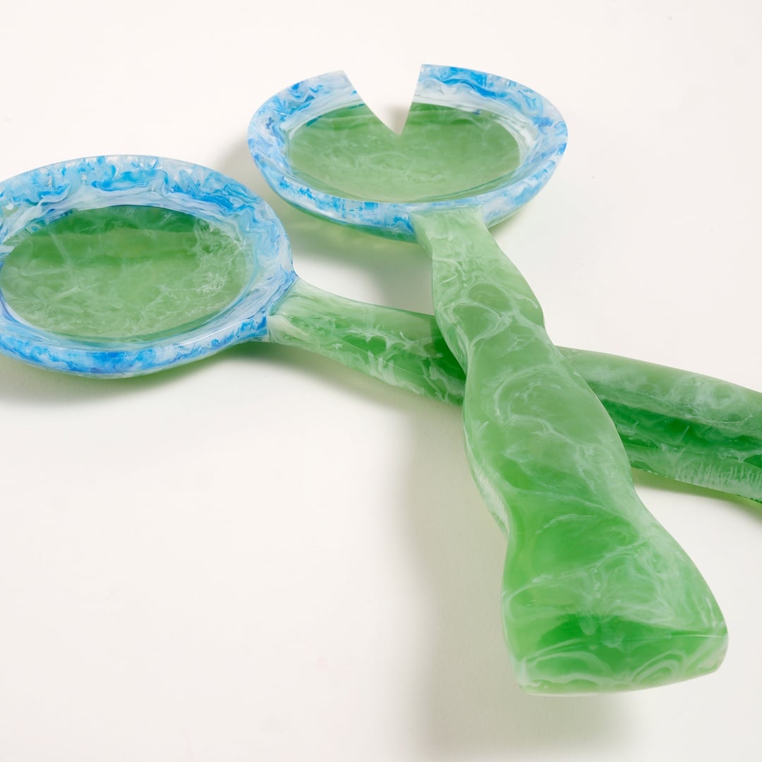 Tanda Reçine Salata Kaşık Seti 31x11x2 Cm Yeşil - Mavi