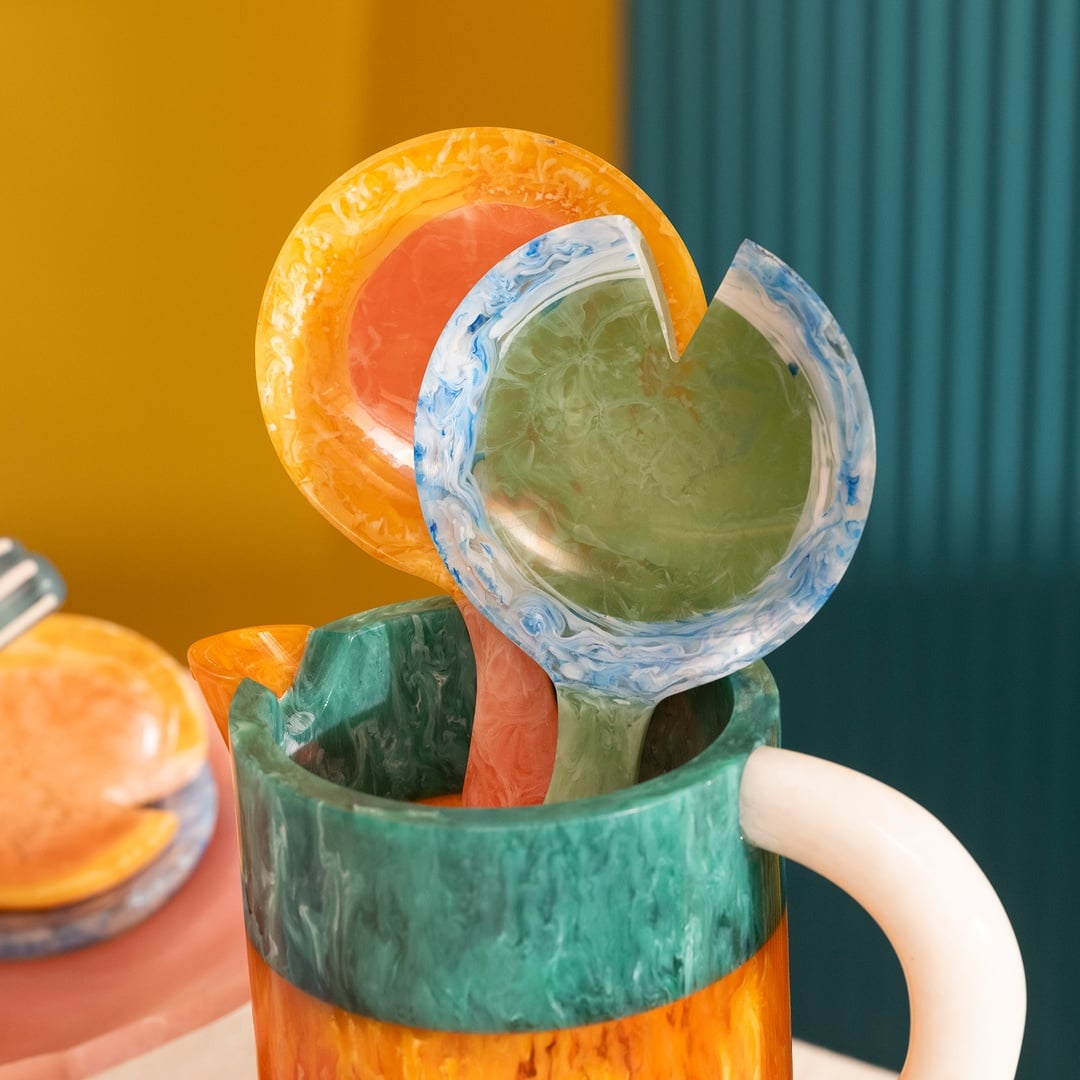 Tanda Reçine Salata Kaşık Seti 31x11x2 Cm Yeşil - Mavi