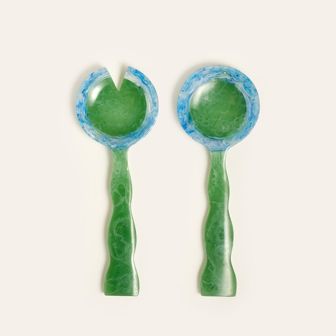 Tanda Reçine Salata Kaşık Seti 31x11x2 Cm Yeşil - Mavi