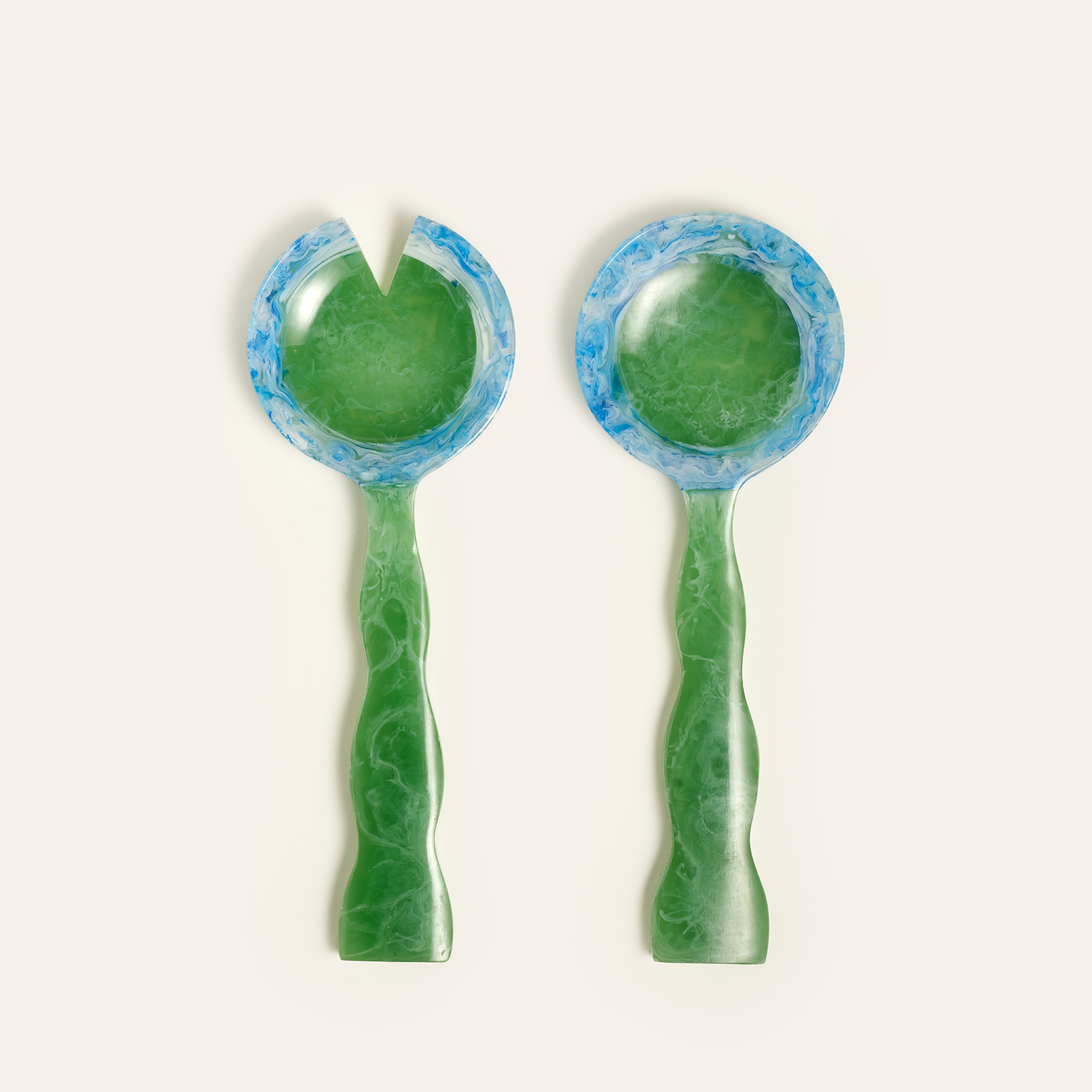 Tanda Reçine Salata Kaşık Seti 31x11x2 Cm Yeşil - Mavi
