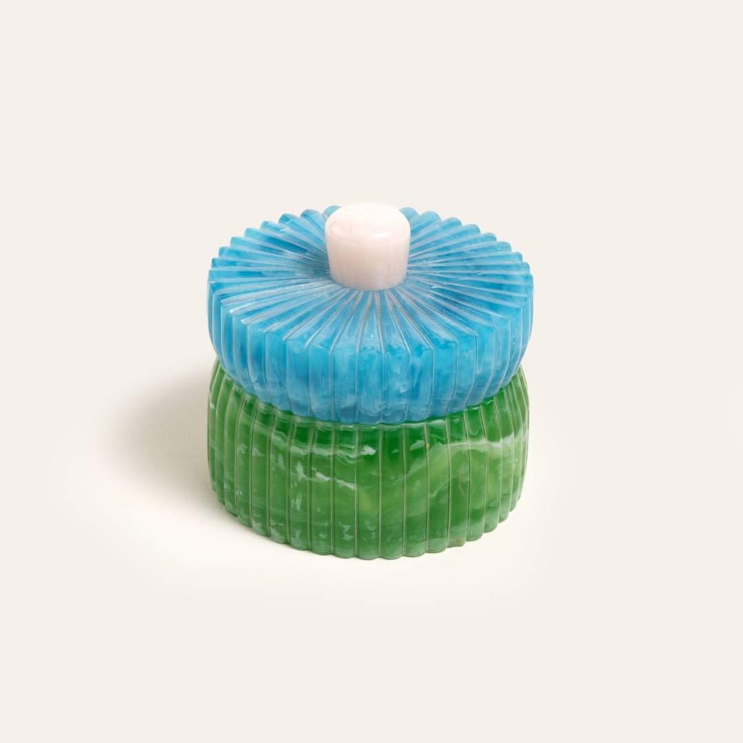 Tanda Reçine Dekoratif Kutu 9x9x8 Cm Mavi - Yeşil