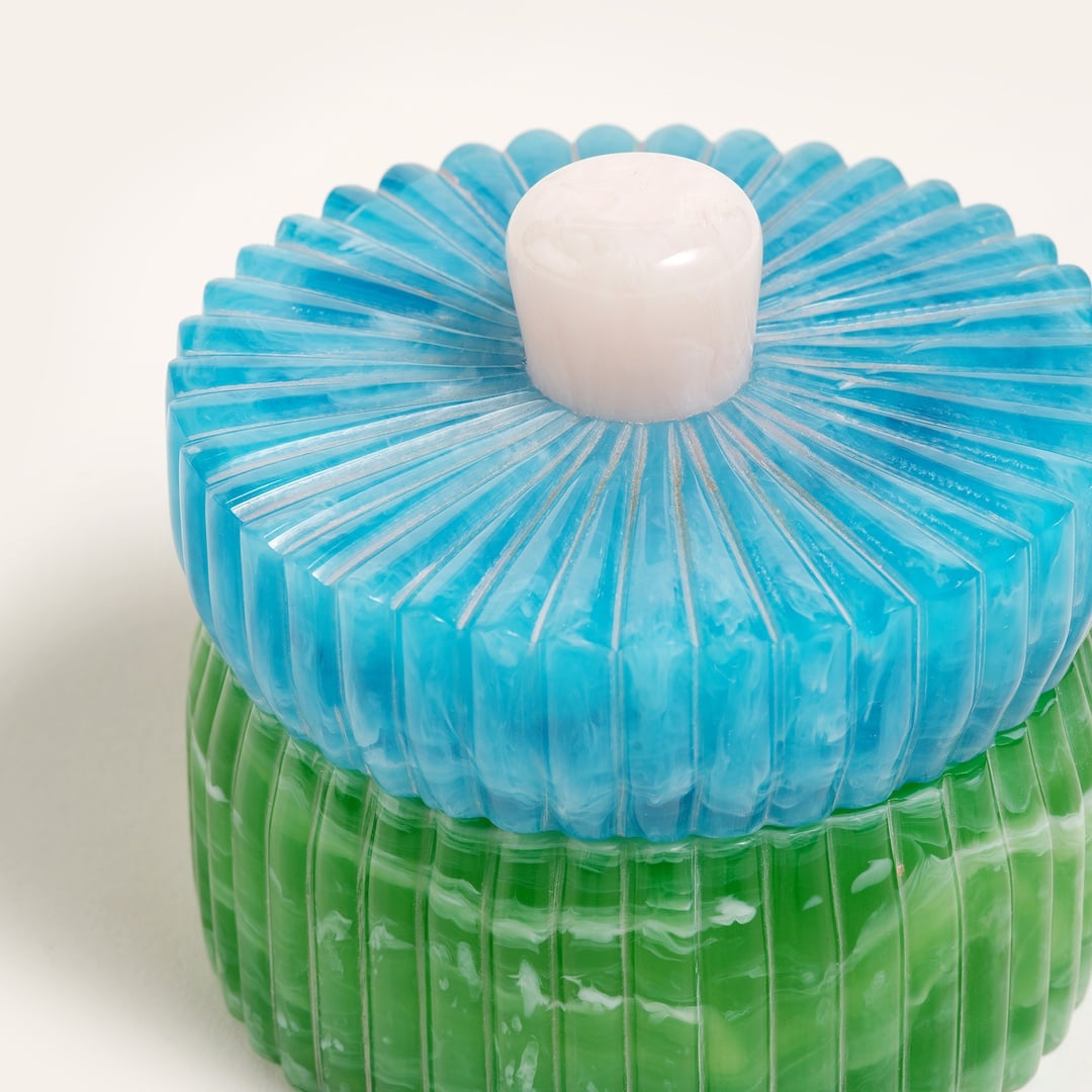 Tanda Reçine Dekoratif Kutu 9x9x8 Cm Mavi - Yeşil