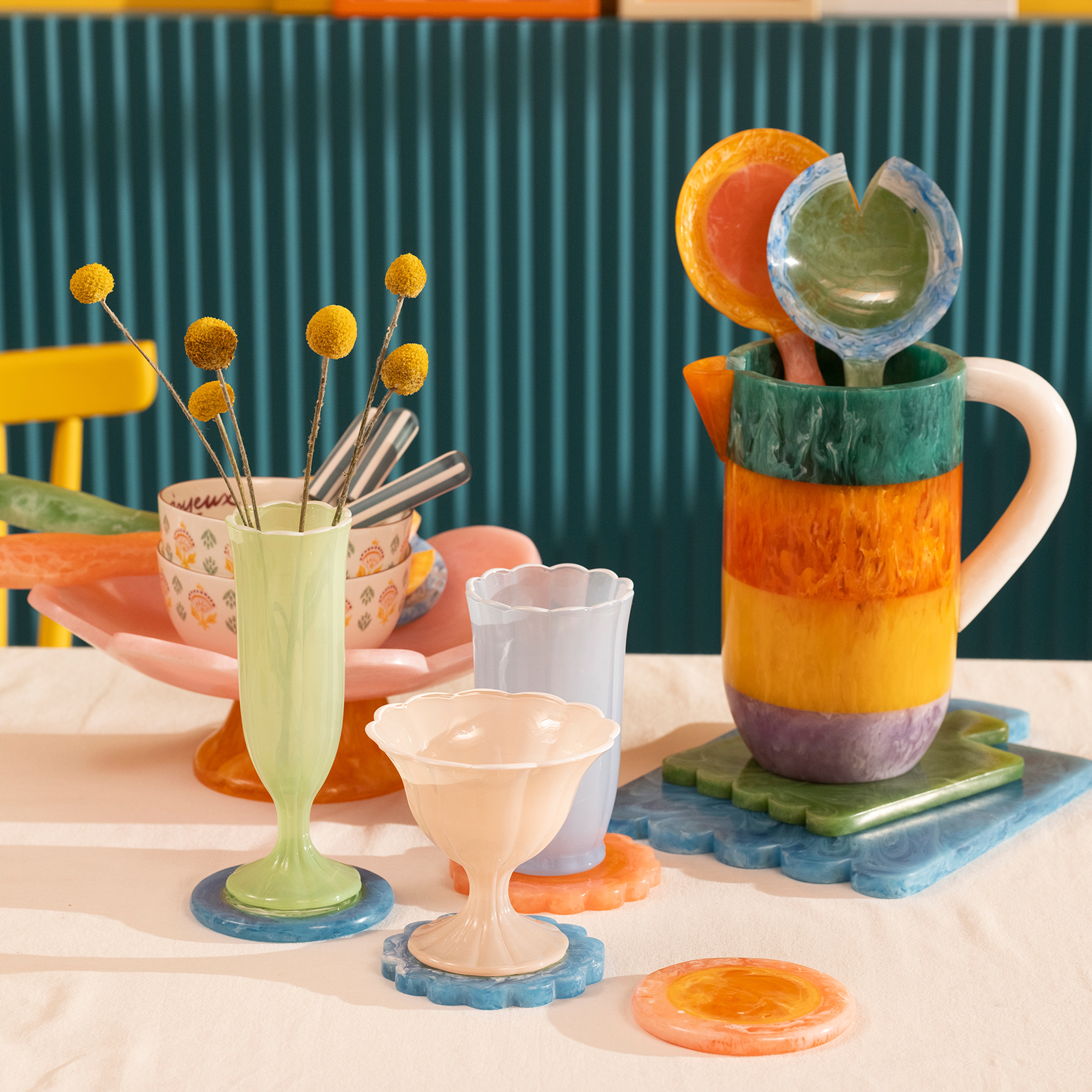 Tanda Reçine Bardak Altlığı 10x10x1 Cm Renkli