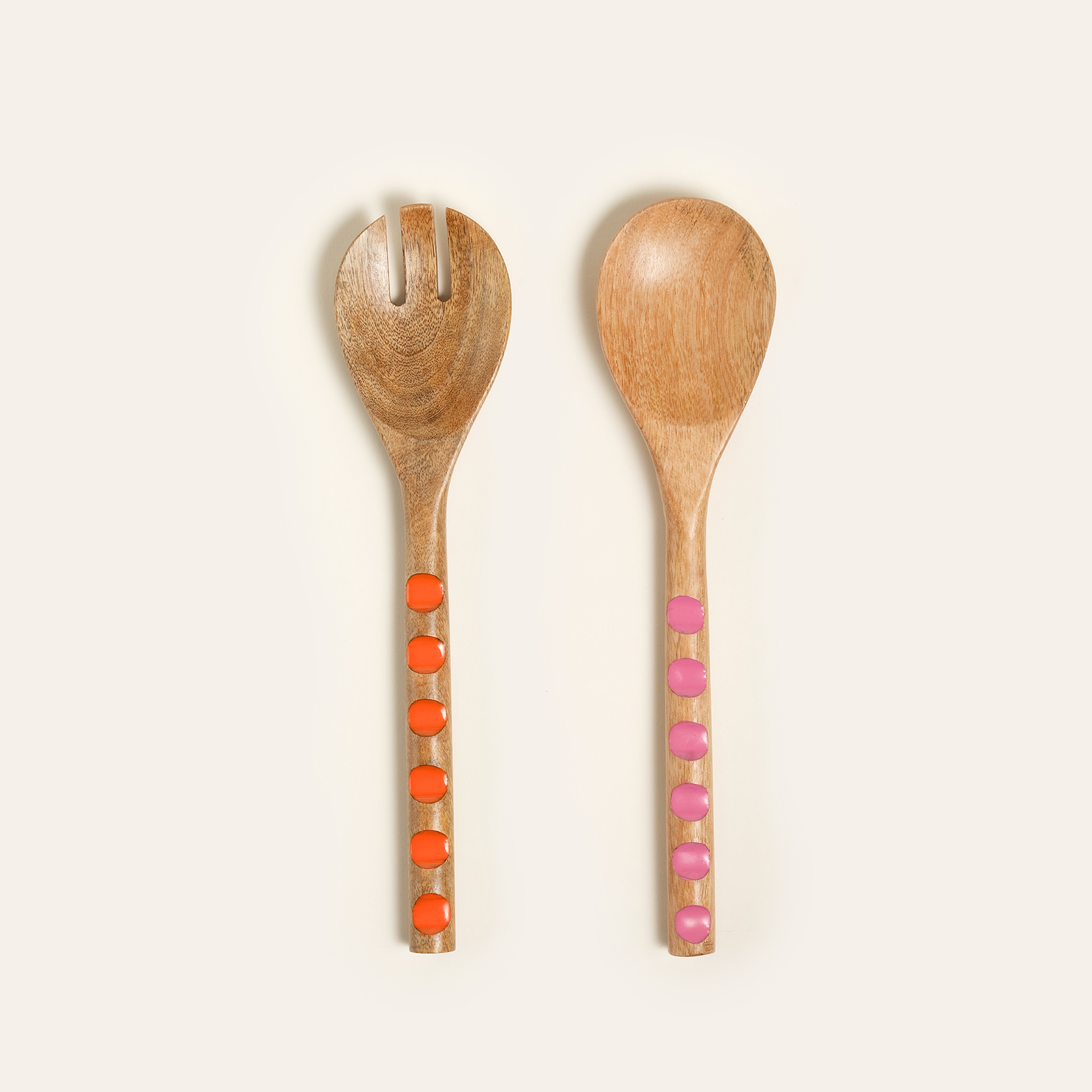 Lakrı Mango Ağacı Salata Kaşık Seti 30x8x2 Cm Turuncu - Pembe