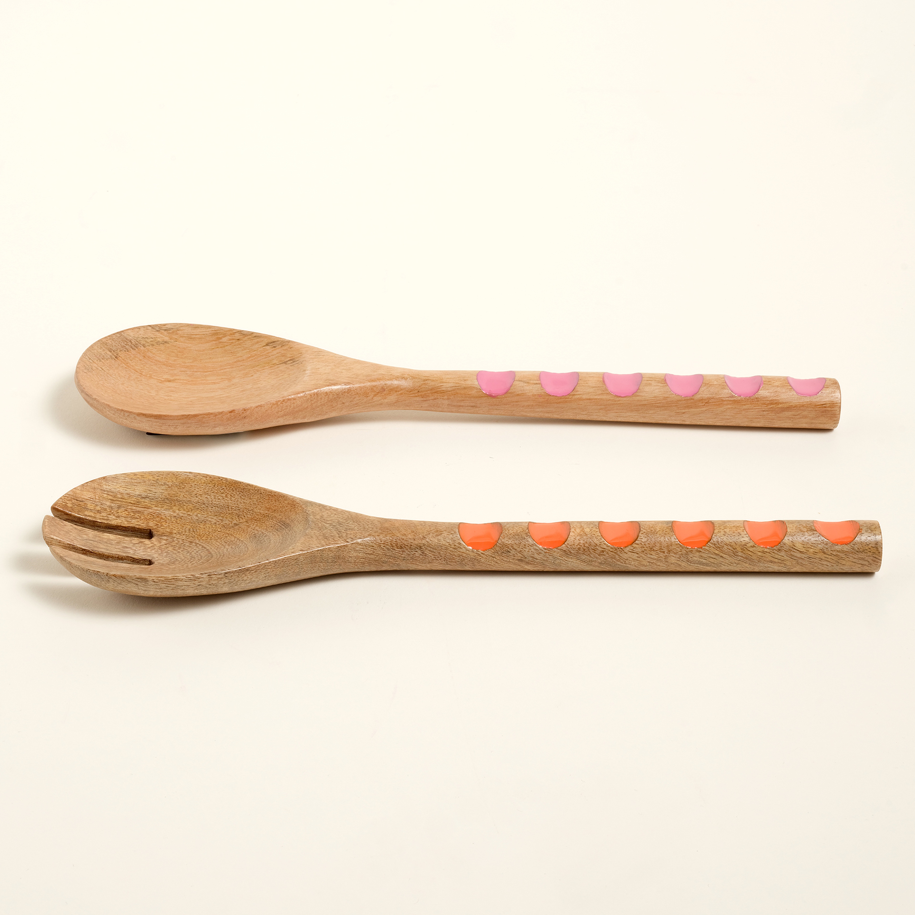 Lakrı Mango Ağacı Salata Kaşık Seti 30x8x2 Cm Turuncu - Pembe