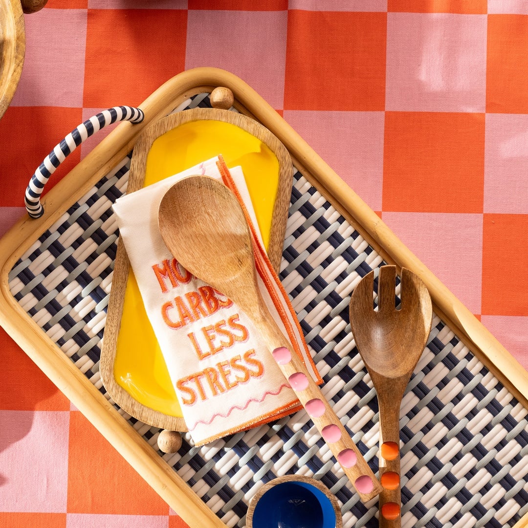 Lakrı Mango Ağacı Salata Kaşık Seti 30x8x2 Cm Turuncu - Pembe