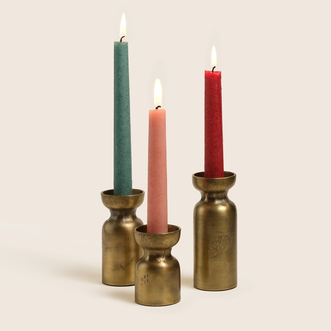 Bıjnor Metal Mumluk 5x5x13 Cm Altın