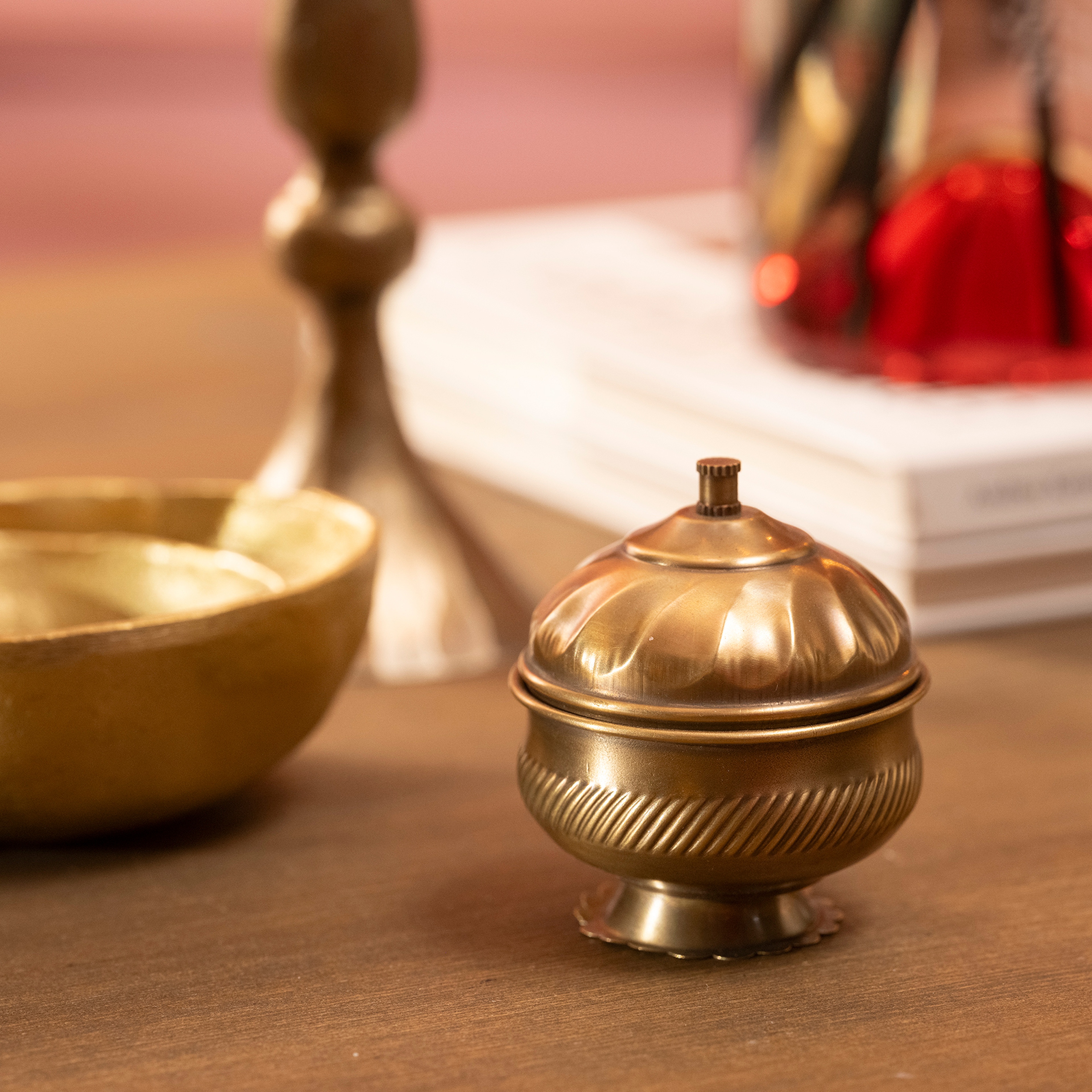 Lotus Pirinç Dekoratif Obje 5x5x6 Cm Altın