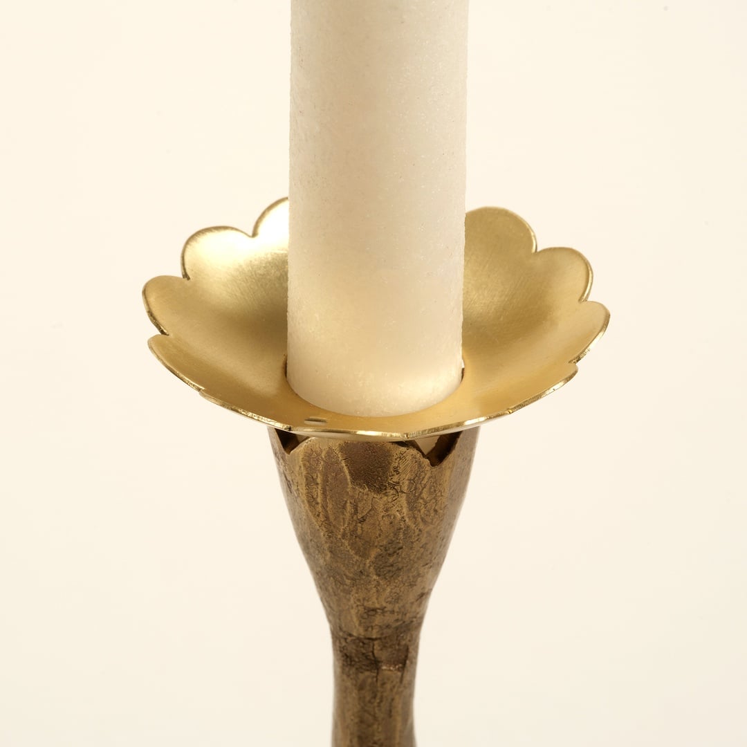 Lotus Pirinç Mum Tutucu 6x6x1 Cm Mat Altın