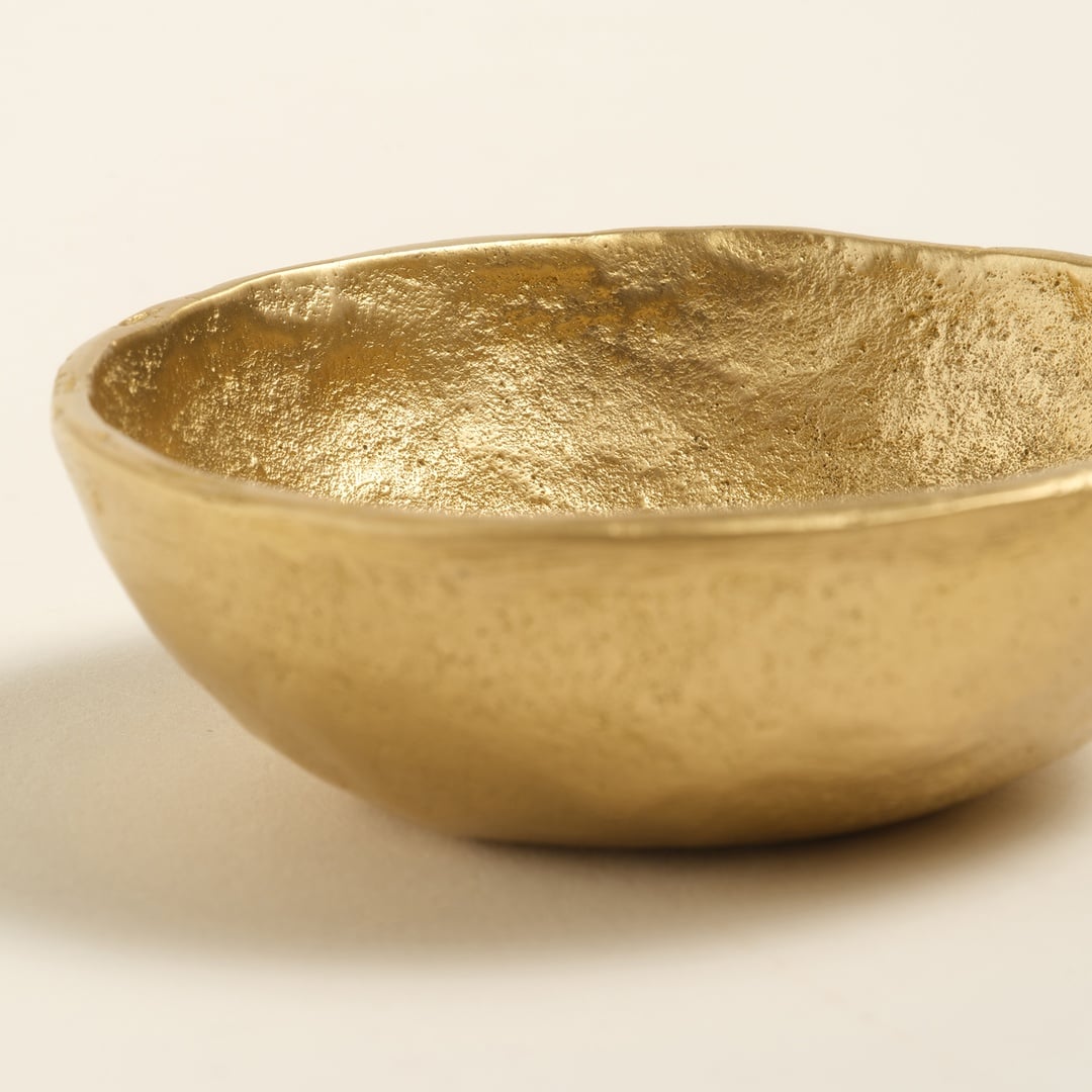 Lotus Pirinç Dekoratif Obje 8x8x3 Cm Mat Altın