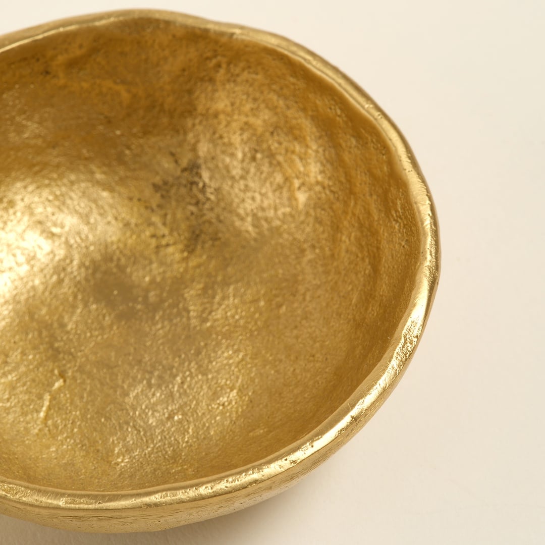 Lotus Pirinç Dekoratif Obje 8x8x3 Cm Mat Altın