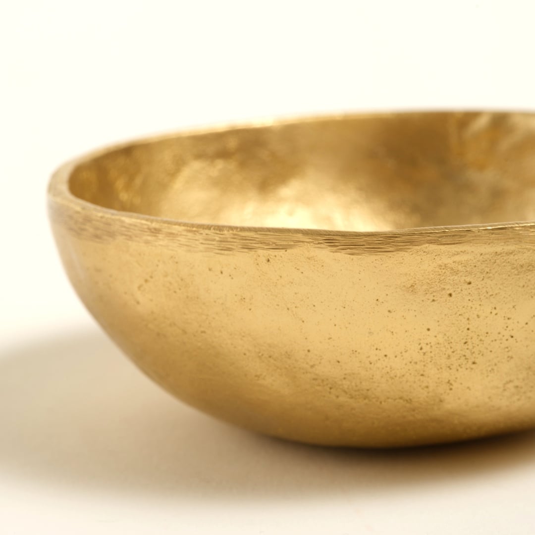 Lotus Pirinç Dekoratif Obje 10x10x4 Cm Mat Altın