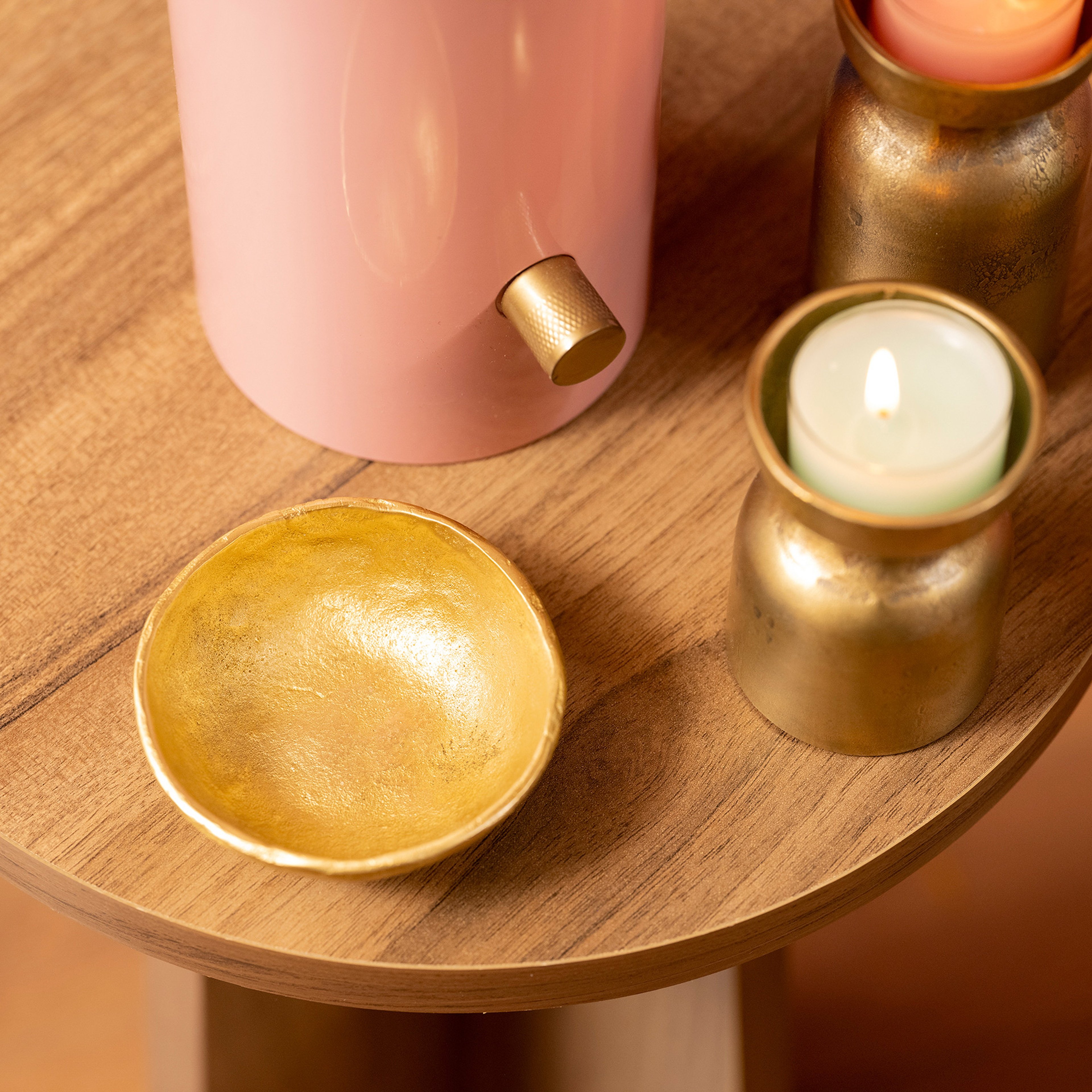 Lotus Pirinç Dekoratif Obje 10x10x4 Cm Mat Altın