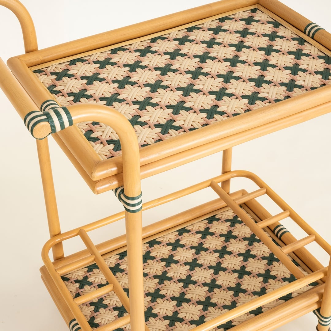 Java Rattan - Synthetıc Servis Arabası 78x46x85 Cm Yeşil