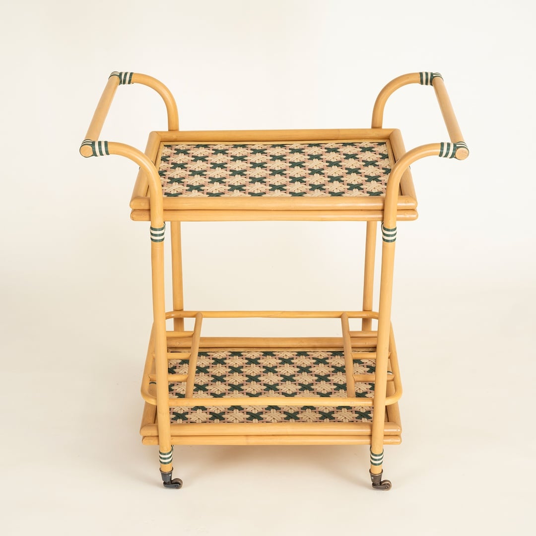 Java Rattan - Synthetıc Servis Arabası 78x46x85 Cm Yeşil