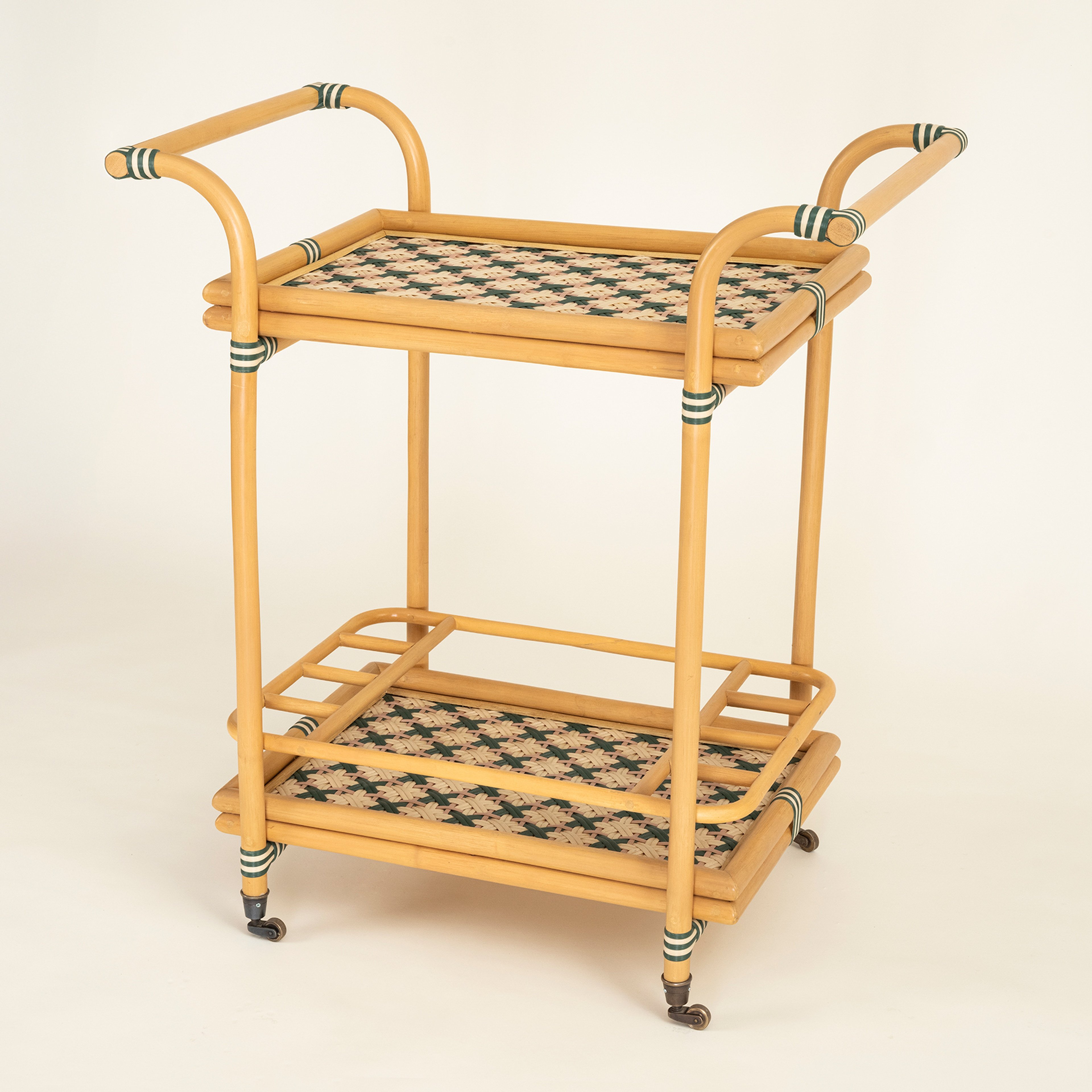 Java Rattan - Synthetıc Servis Arabası 78x46x85 Cm Yeşil