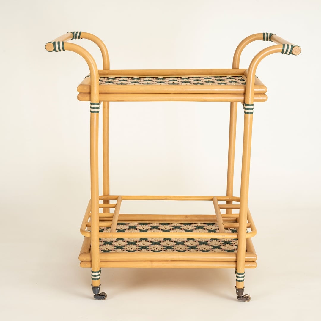 Java Rattan - Synthetıc Servis Arabası 78x46x85 Cm Yeşil