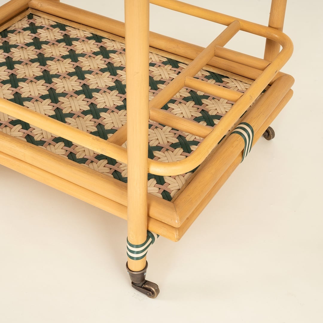 Java Rattan - Synthetıc Servis Arabası 78x46x85 Cm Yeşil