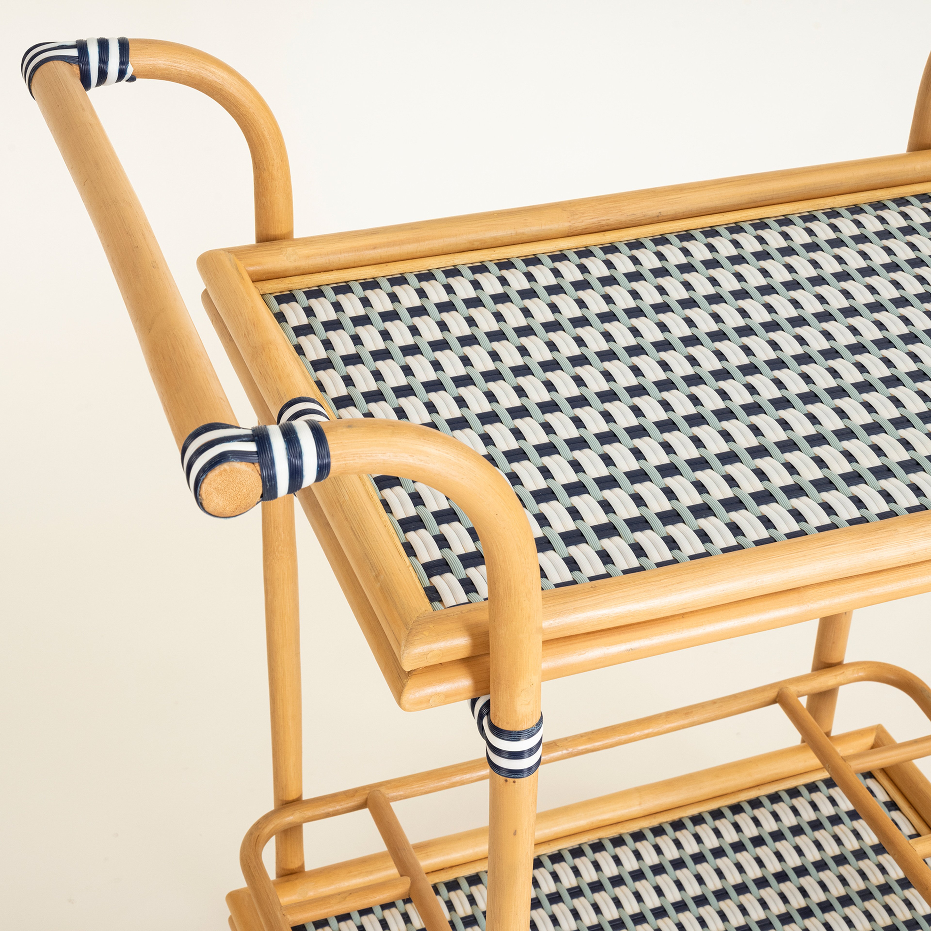 Java Rattan - Synthetıc Servis Arabası 78x46x85 Cm Mavi