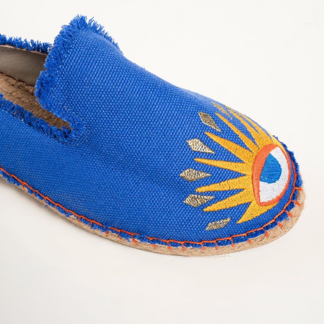 Florya Jüt Terlik 37-40 Ekru - Koyu Mavi