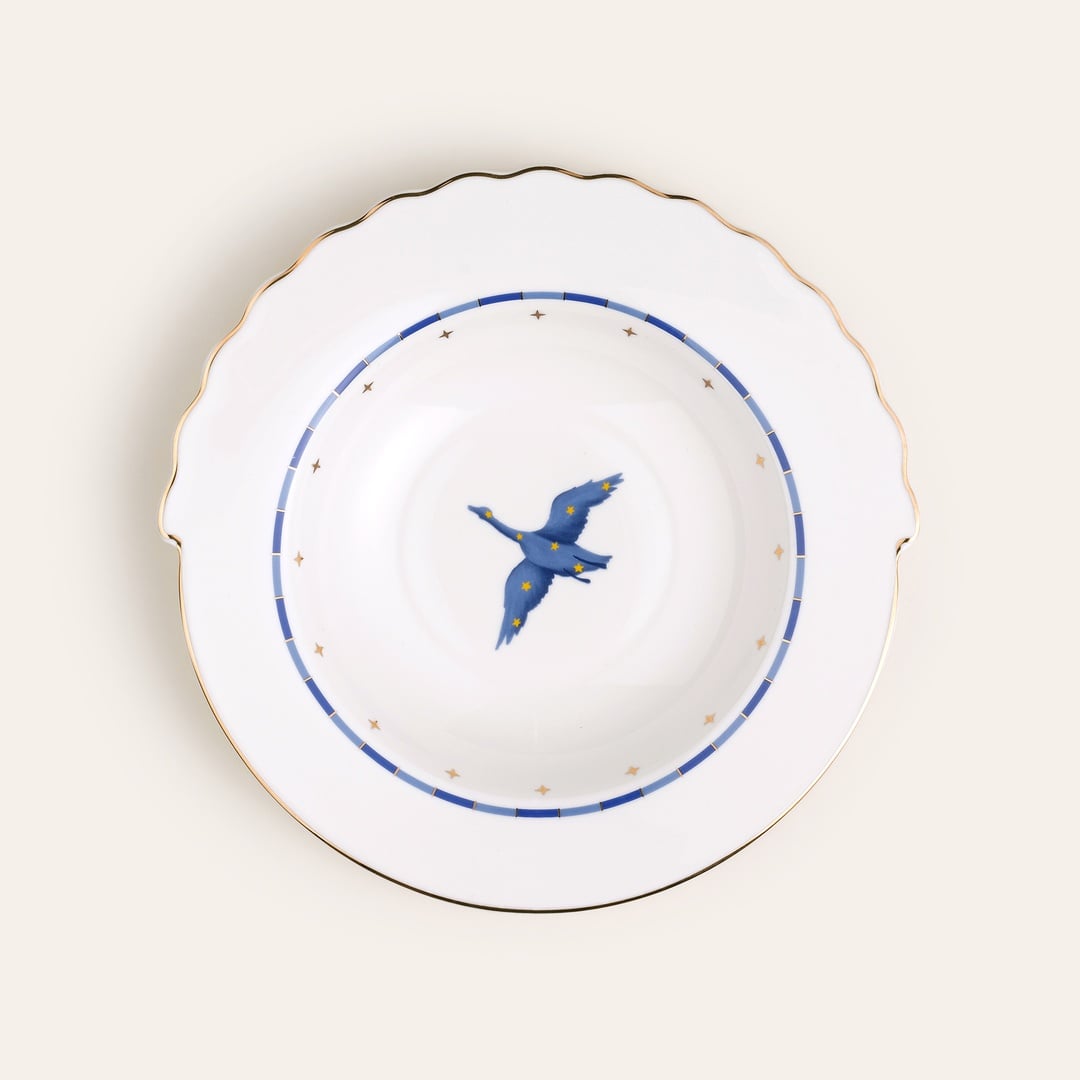 Luohu Porselen Çukur Tabak 23x23x4 Cm Beyaz