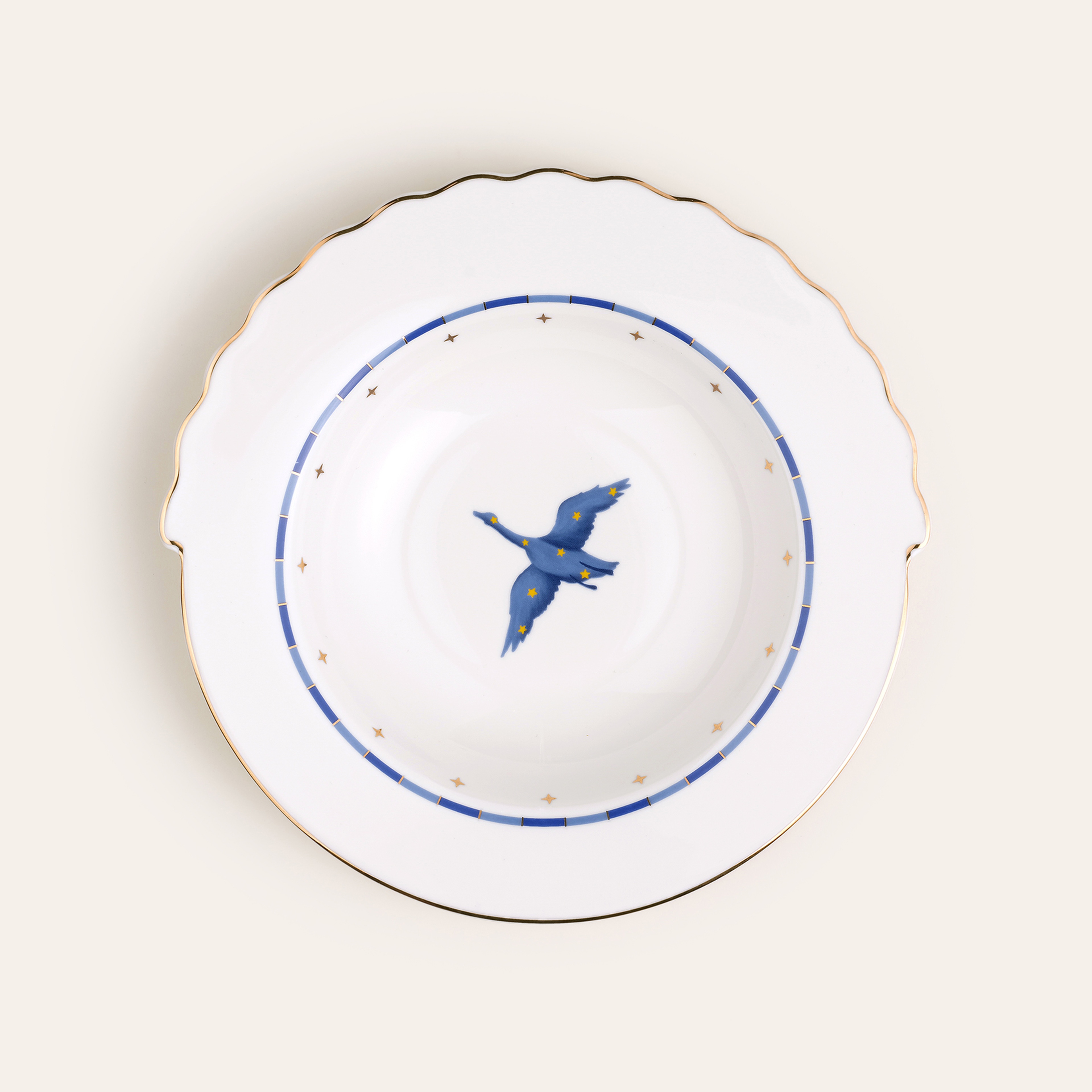 Luohu Porselen Çukur Tabak 23x23x4 Cm Beyaz