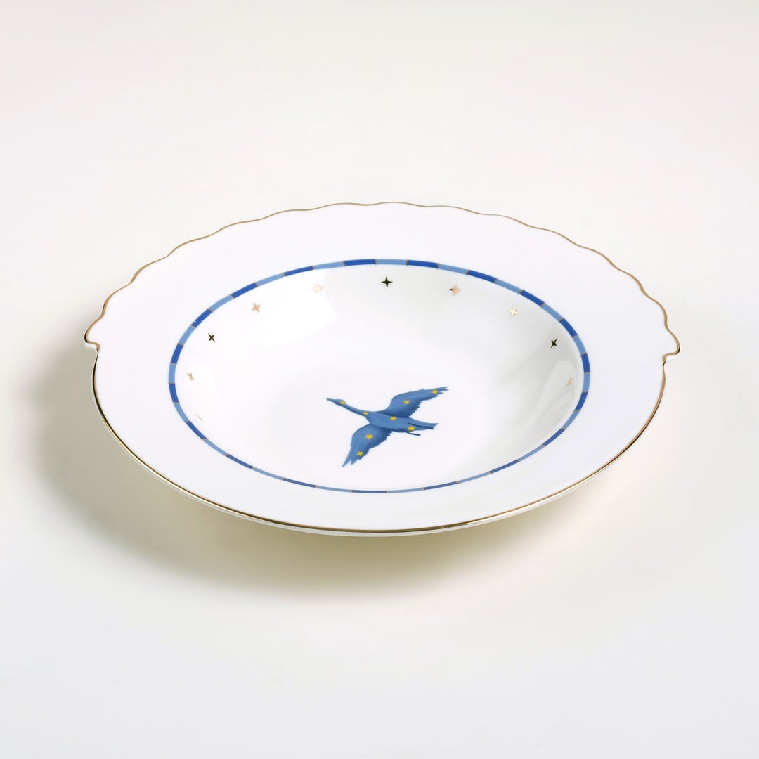 Luohu Porselen Çukur Tabak 23x23x4 Cm Beyaz