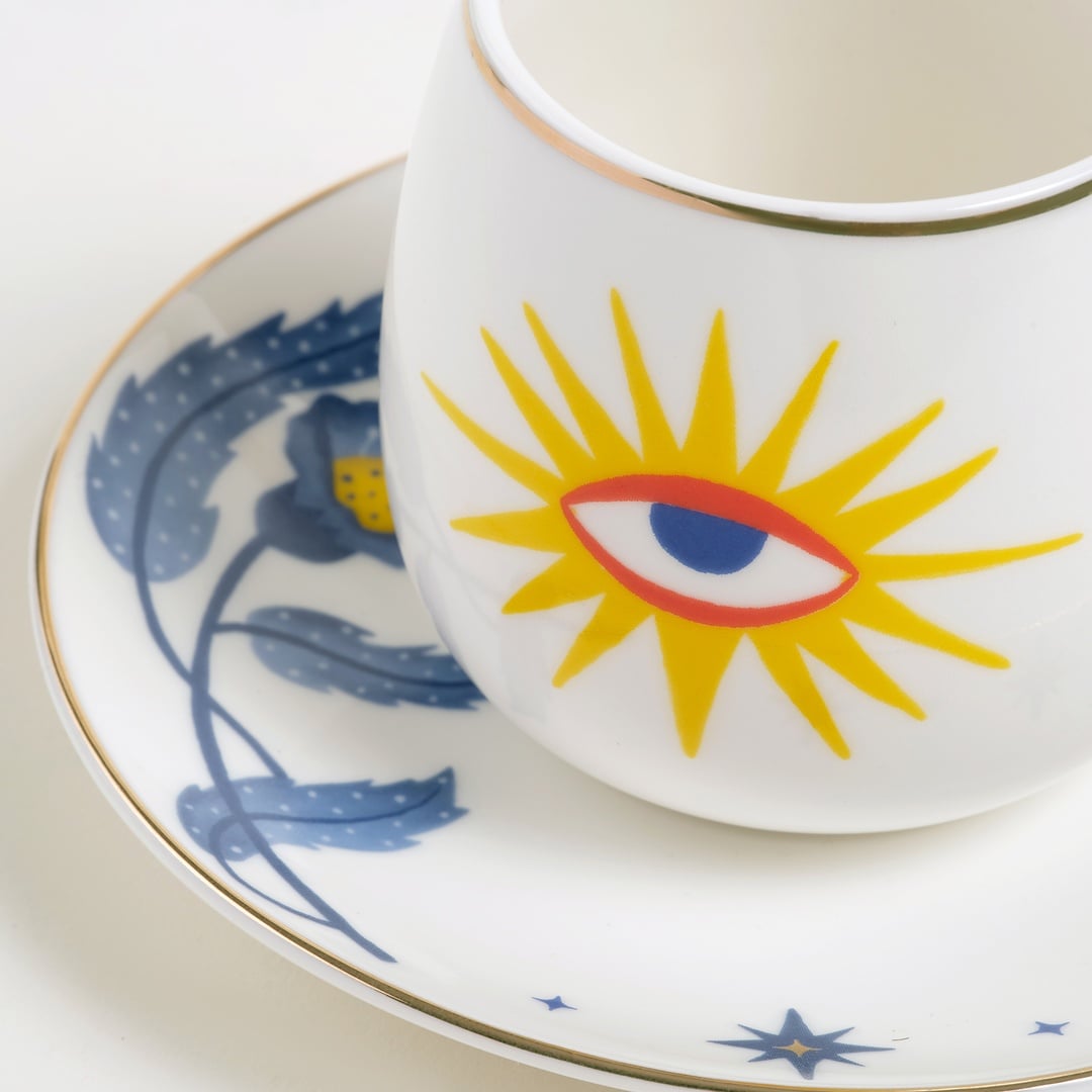 Luohu Porselen Çay Seti 6x6x7 Cm Beyaz