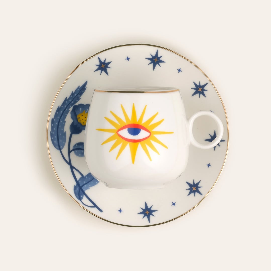 Luohu Porselen Çay Seti 6x6x7 Cm Beyaz