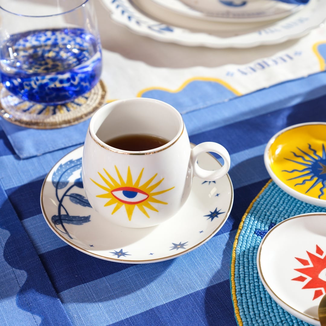 Luohu Porselen Çay Seti 6x6x7 Cm Beyaz