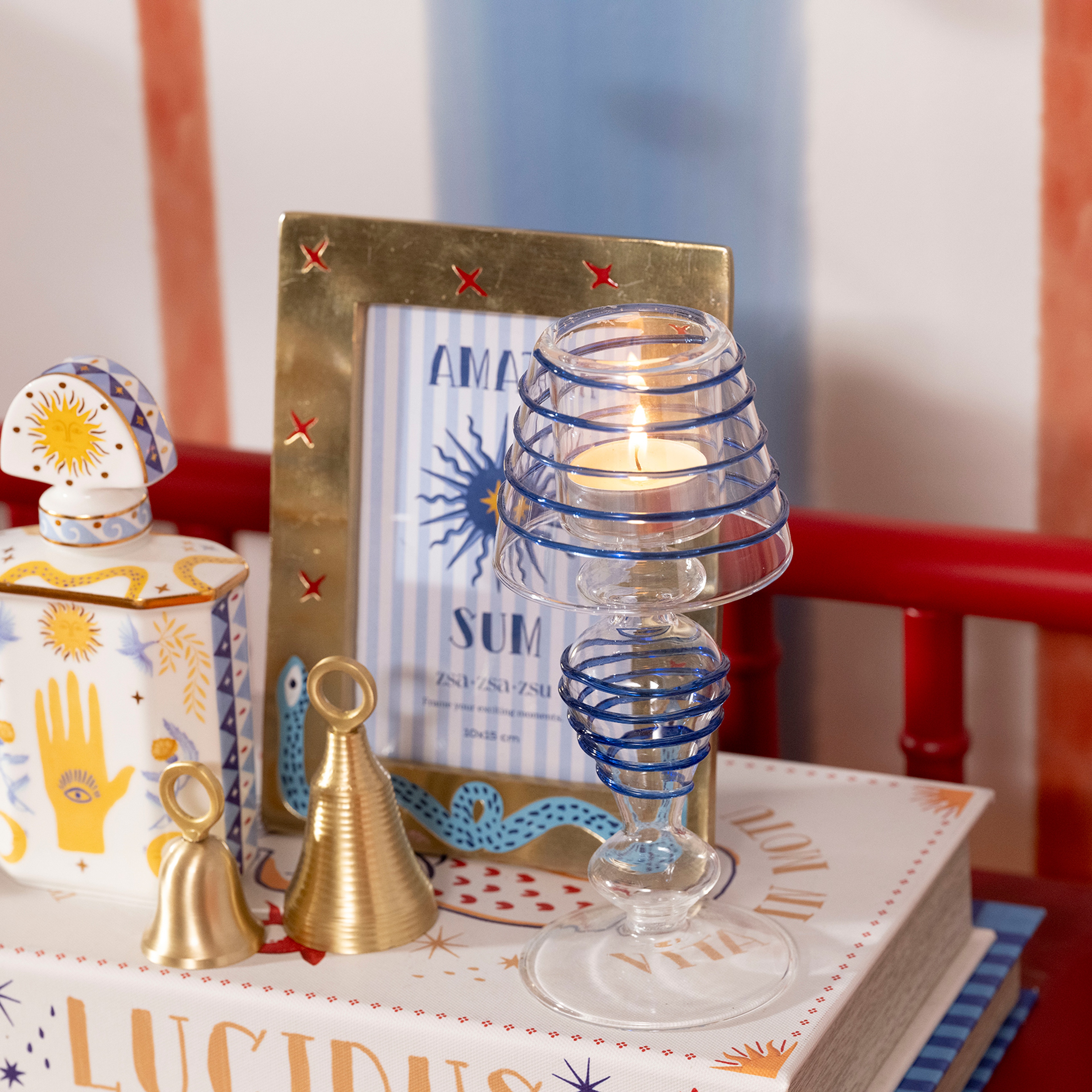 Henan Borosilikat Cam Mumluk 20 Cm Mavi