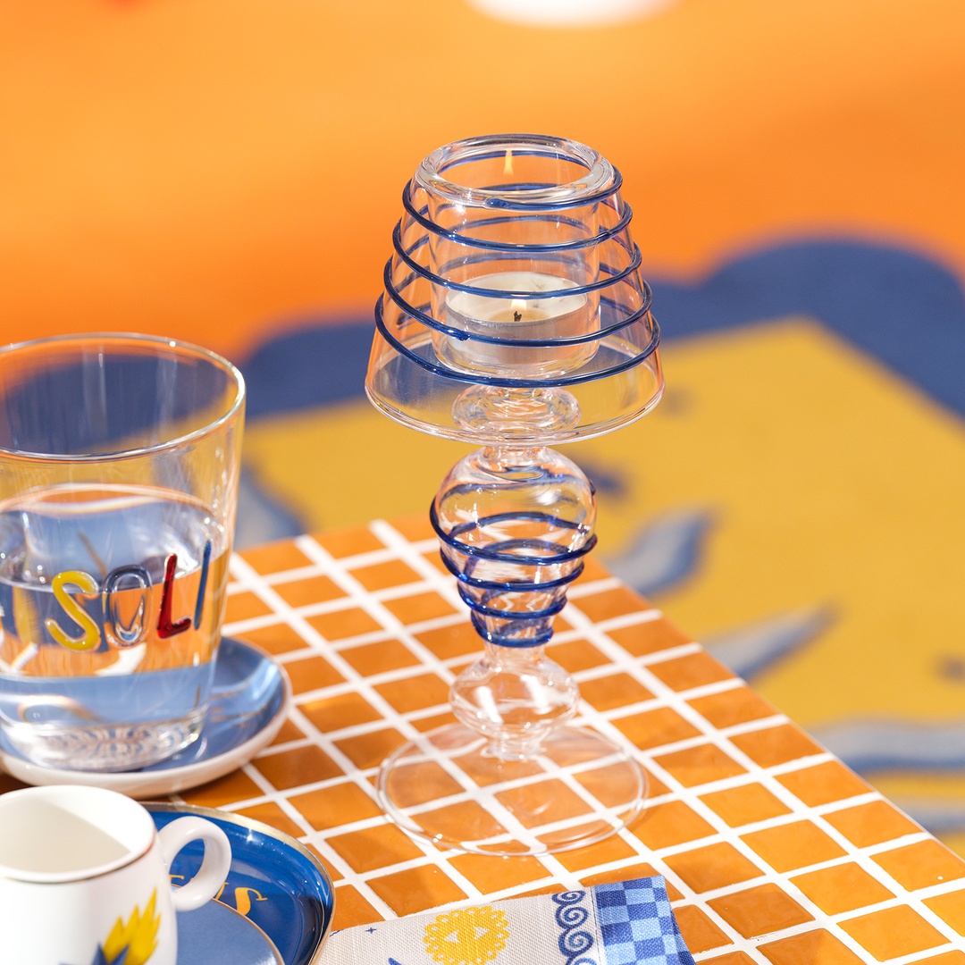 Henan Borosilikat Cam Mumluk 20 Cm Mavi