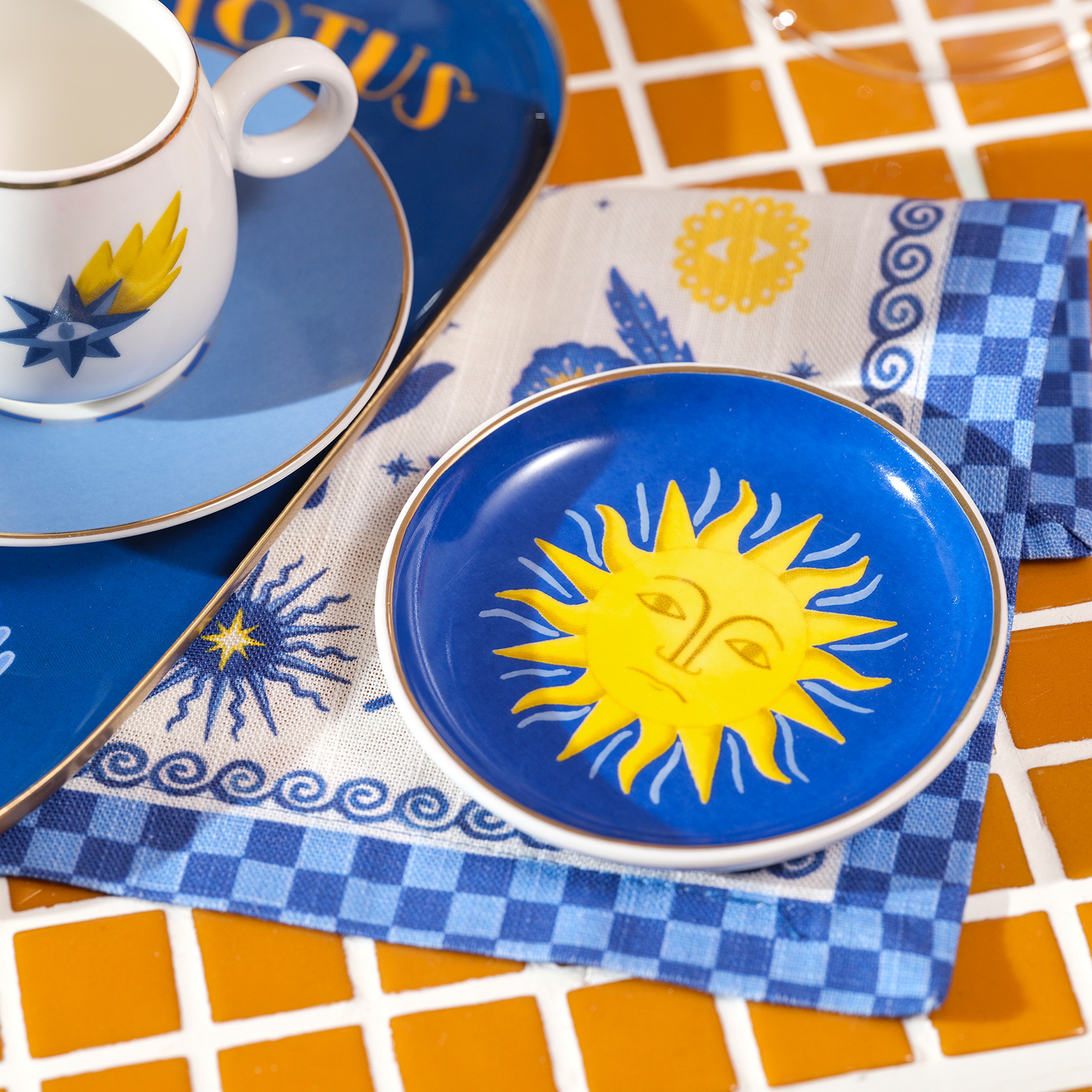 Luohu Porselen Tabak 10x10x1 Cm Lacivert