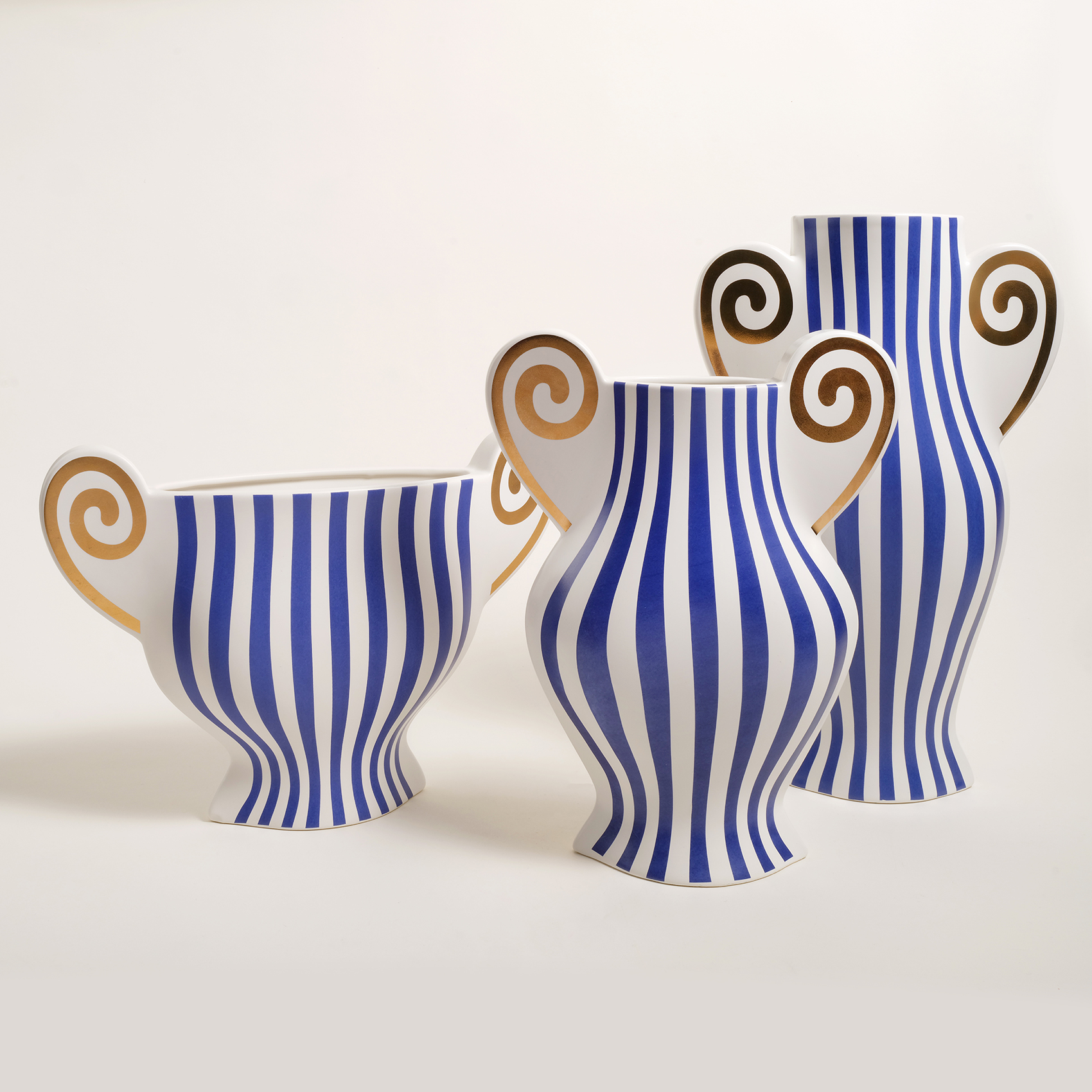 Longhu Seramik Vazo 33x10x22 Cm Mavi - Altın