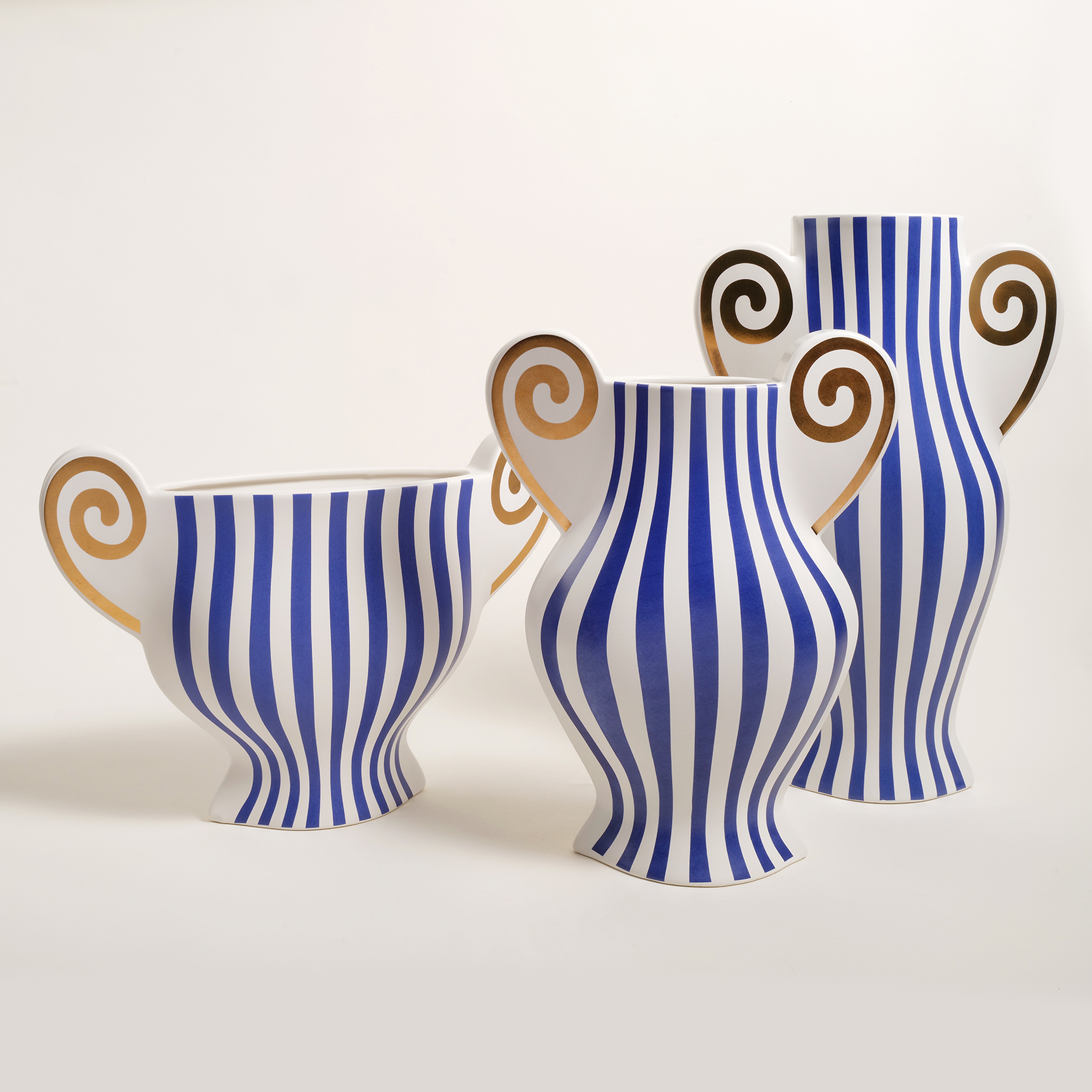 Longhu Seramik Vazo 33x10x22 Cm Mavi - Altın