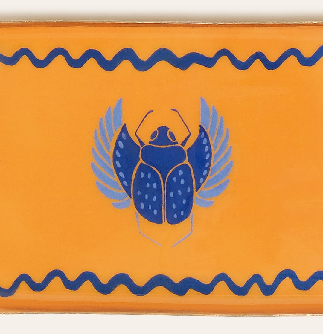 Agra Metal Dekoratif Tepsi 10x15 Cm Mavi