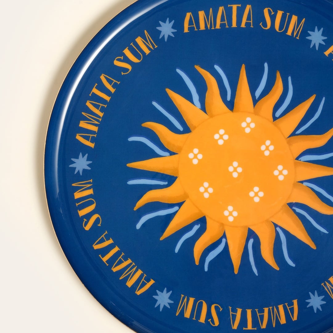 Agra Metal Dekoratif Tepsi 35x35 Cm Mavi