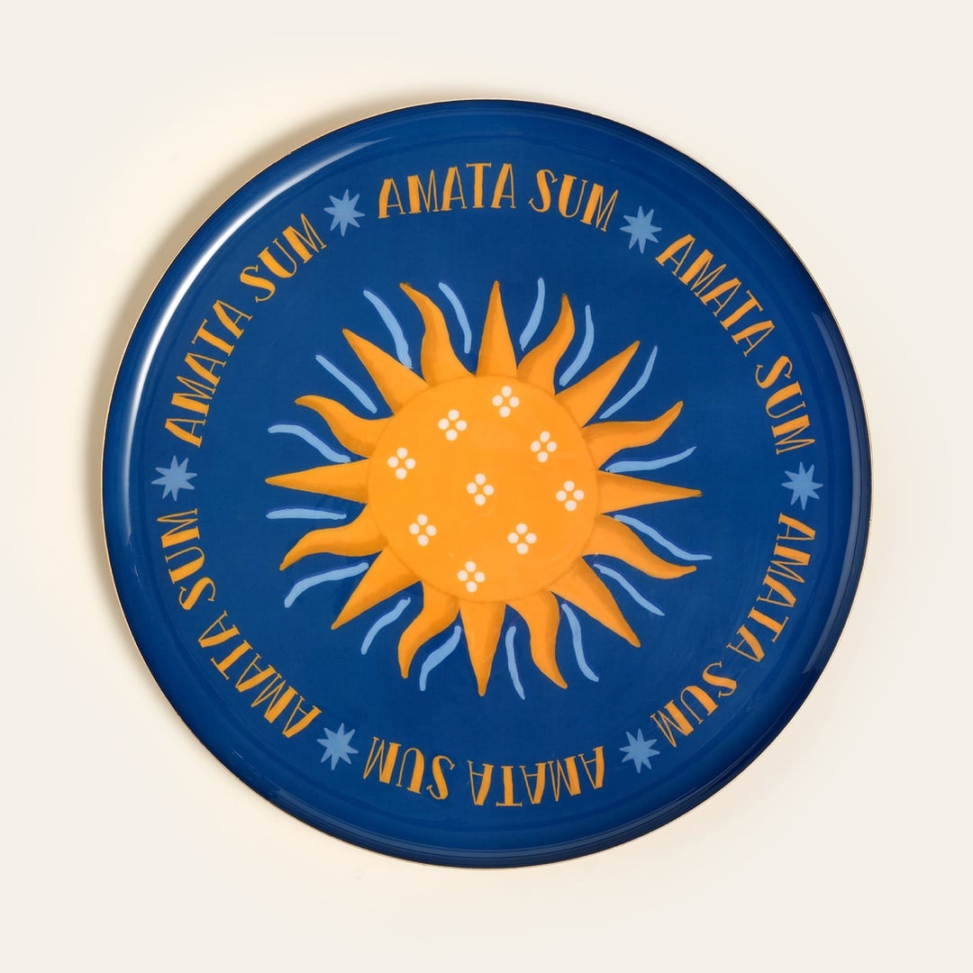 Agra Metal Dekoratif Tepsi 35x35 Cm Mavi