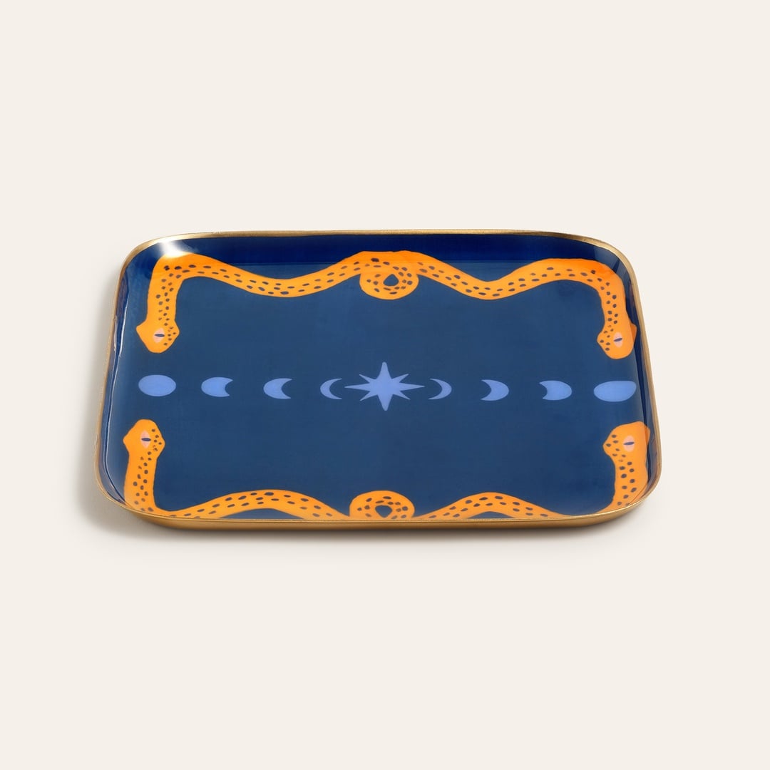 Agra Metal Dekoratif Tepsi 20x20 Cm Mavi