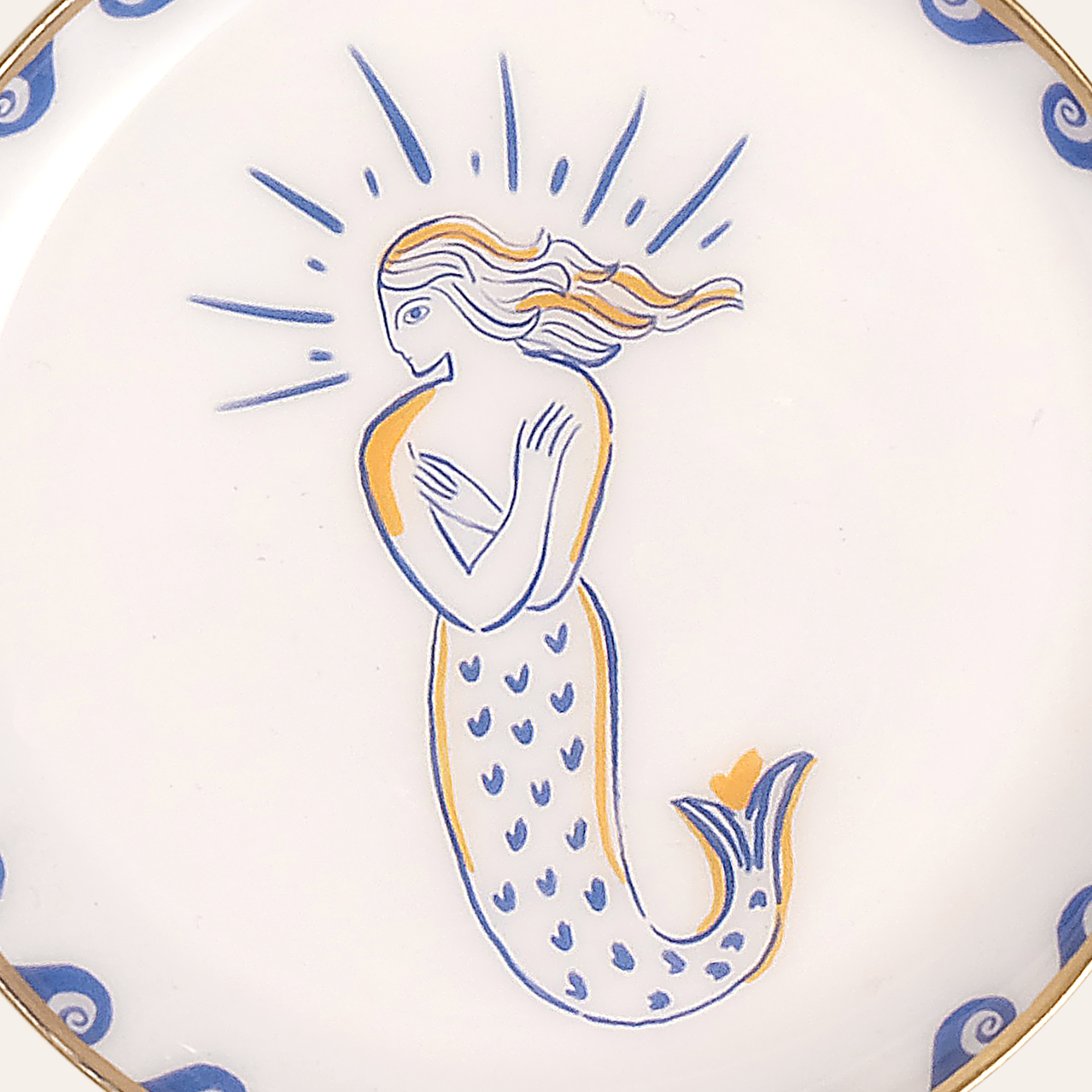 Agra Metal Dekoratif Tepsi 10x10 Cm Mavi - Beyaz