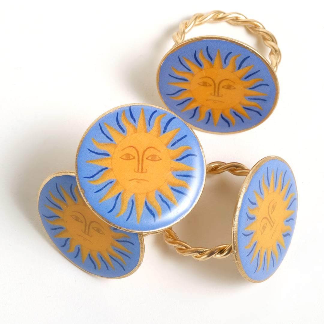 Agra Metal Peçete Halkası 4 Cm Mavi - Sarı