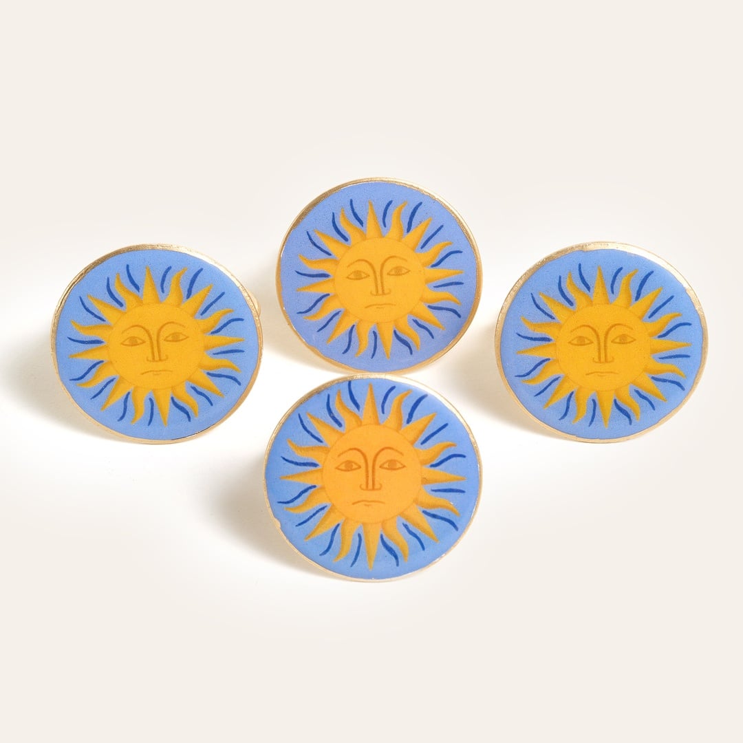 Agra Metal Peçete Halkası 4 Cm Mavi - Sarı