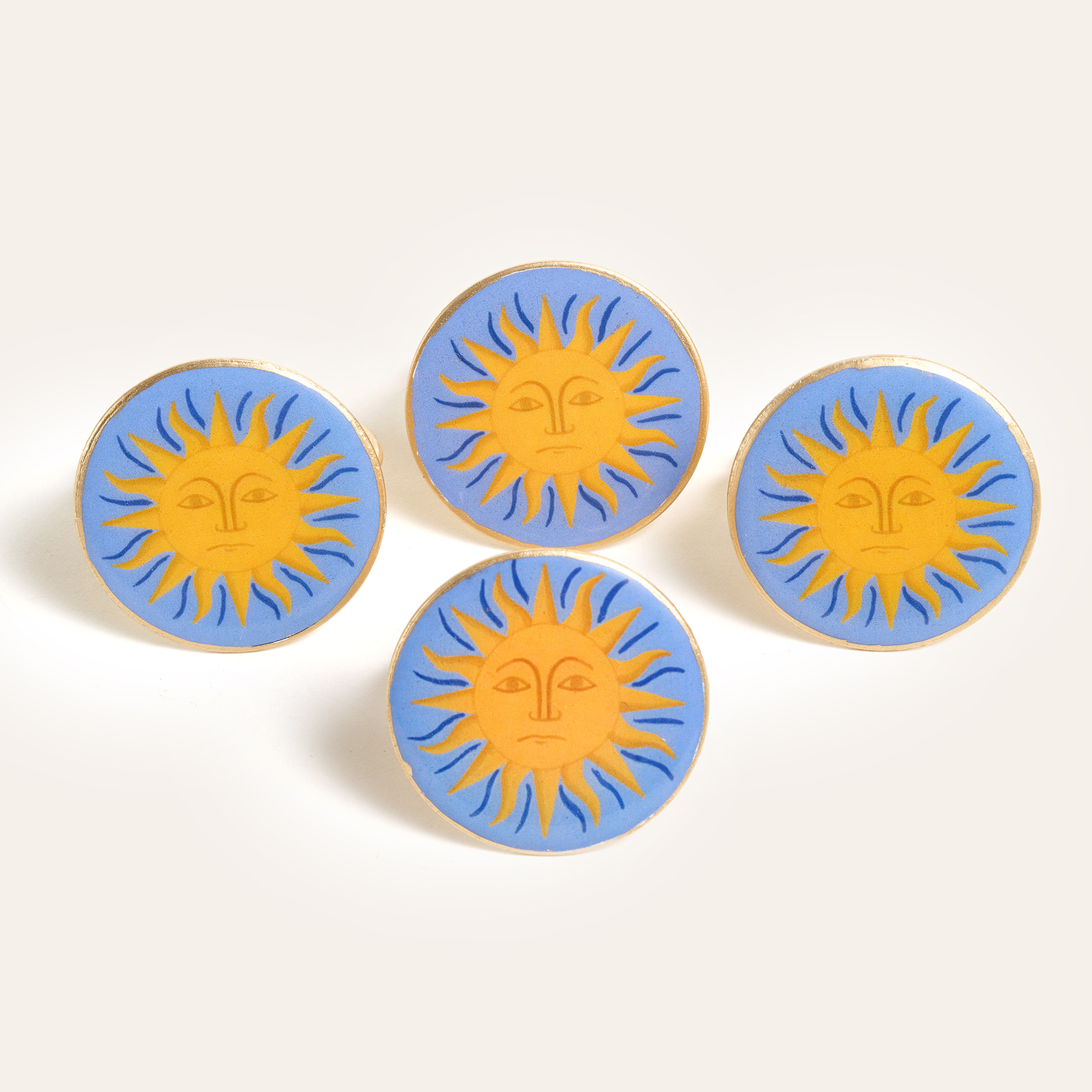 Agra Metal Peçete Halkası 4 Cm Mavi - Sarı