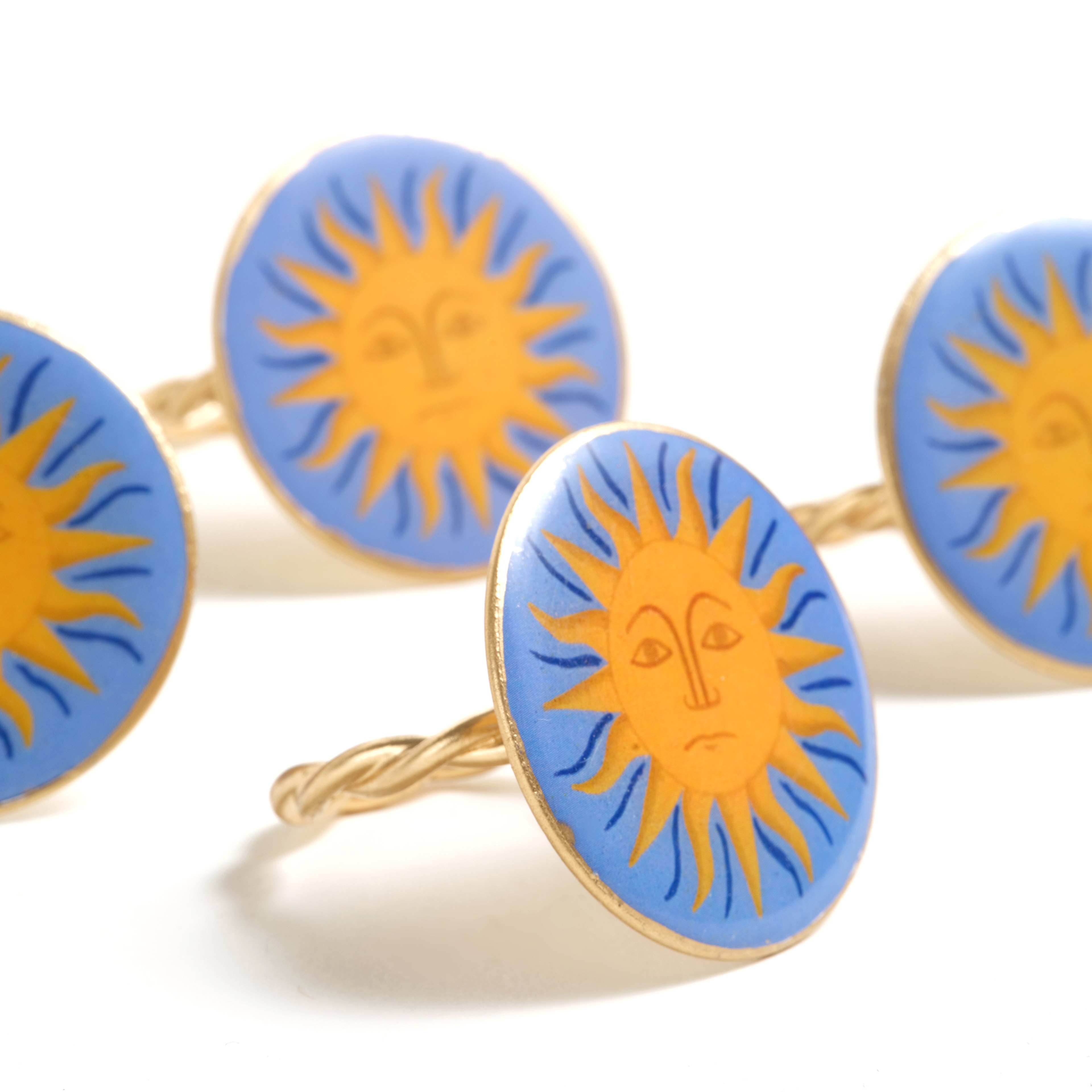 Agra Metal Peçete Halkası 4 Cm Mavi - Sarı