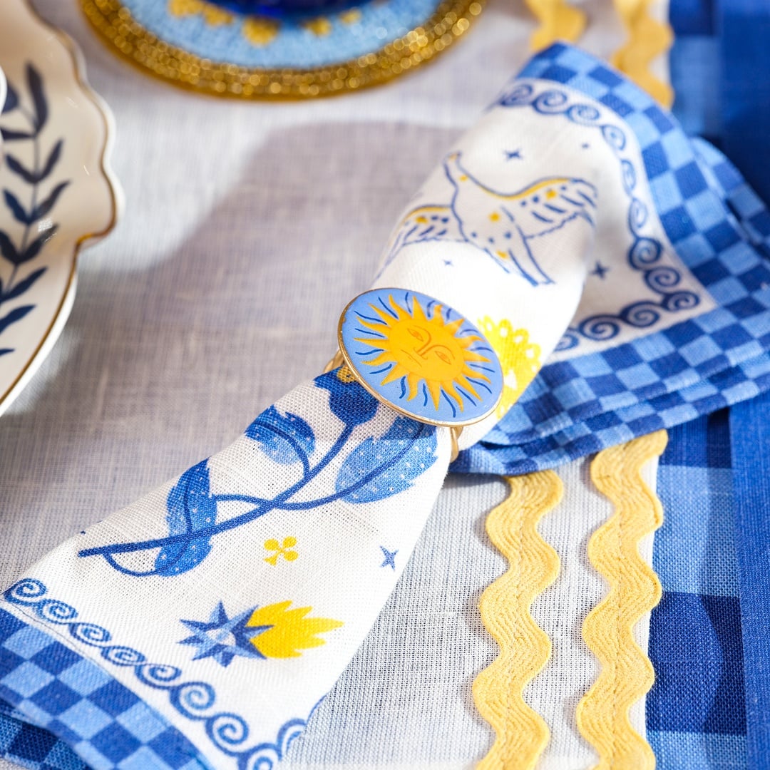 Agra Metal Peçete Halkası 4 Cm Mavi - Sarı