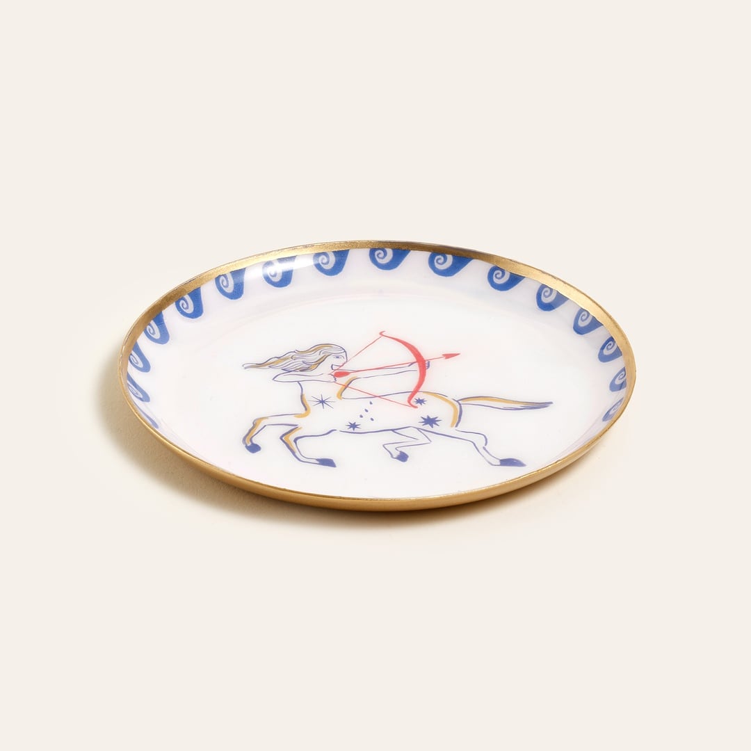 Agra Metal Dekoratif Tepsi 10x10 Cm Mavi - Beyaz