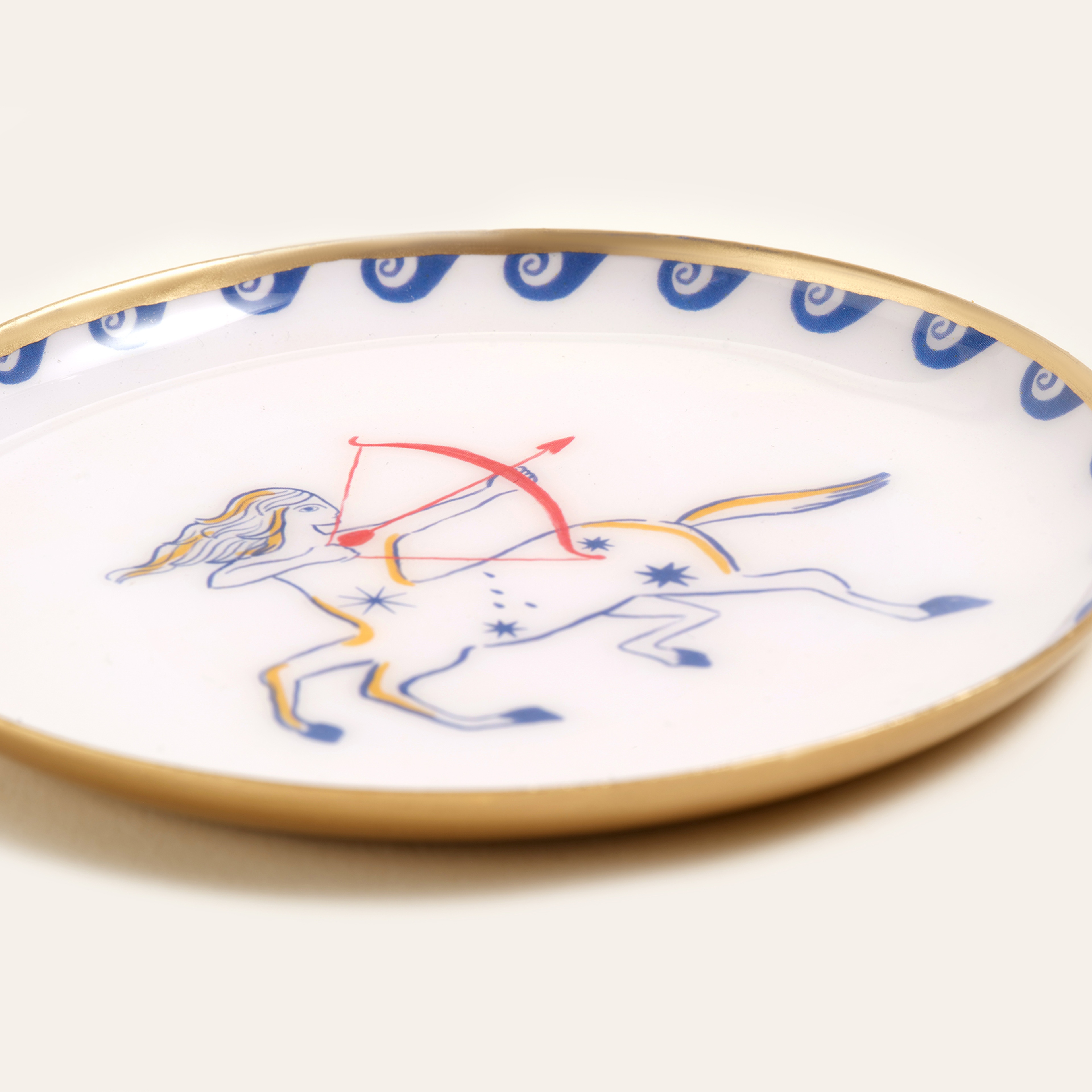 Agra Metal Dekoratif Tepsi 10x10 Cm Mavi - Beyaz