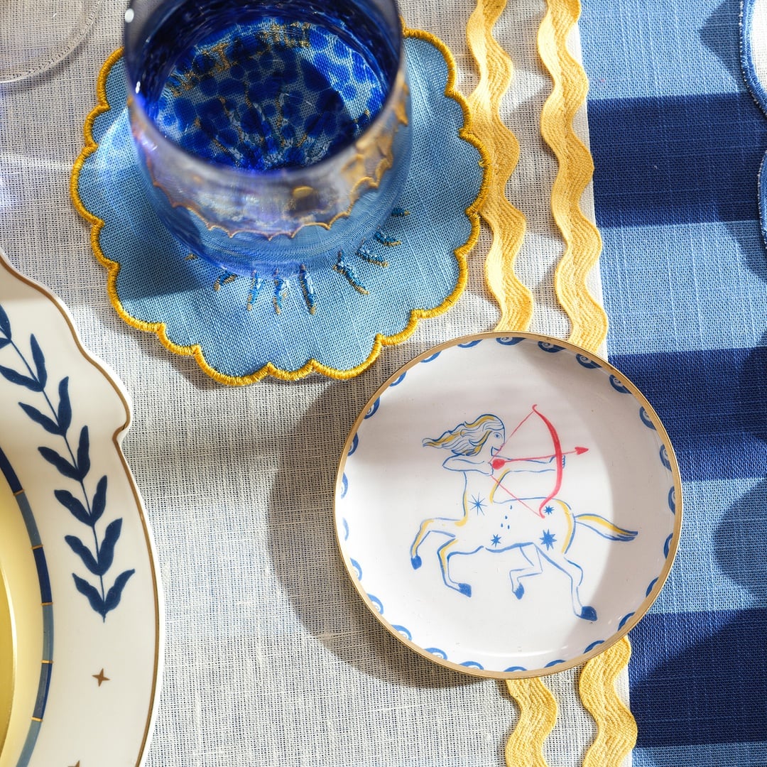 Agra Metal Dekoratif Tepsi 10x10 Cm Mavi - Beyaz