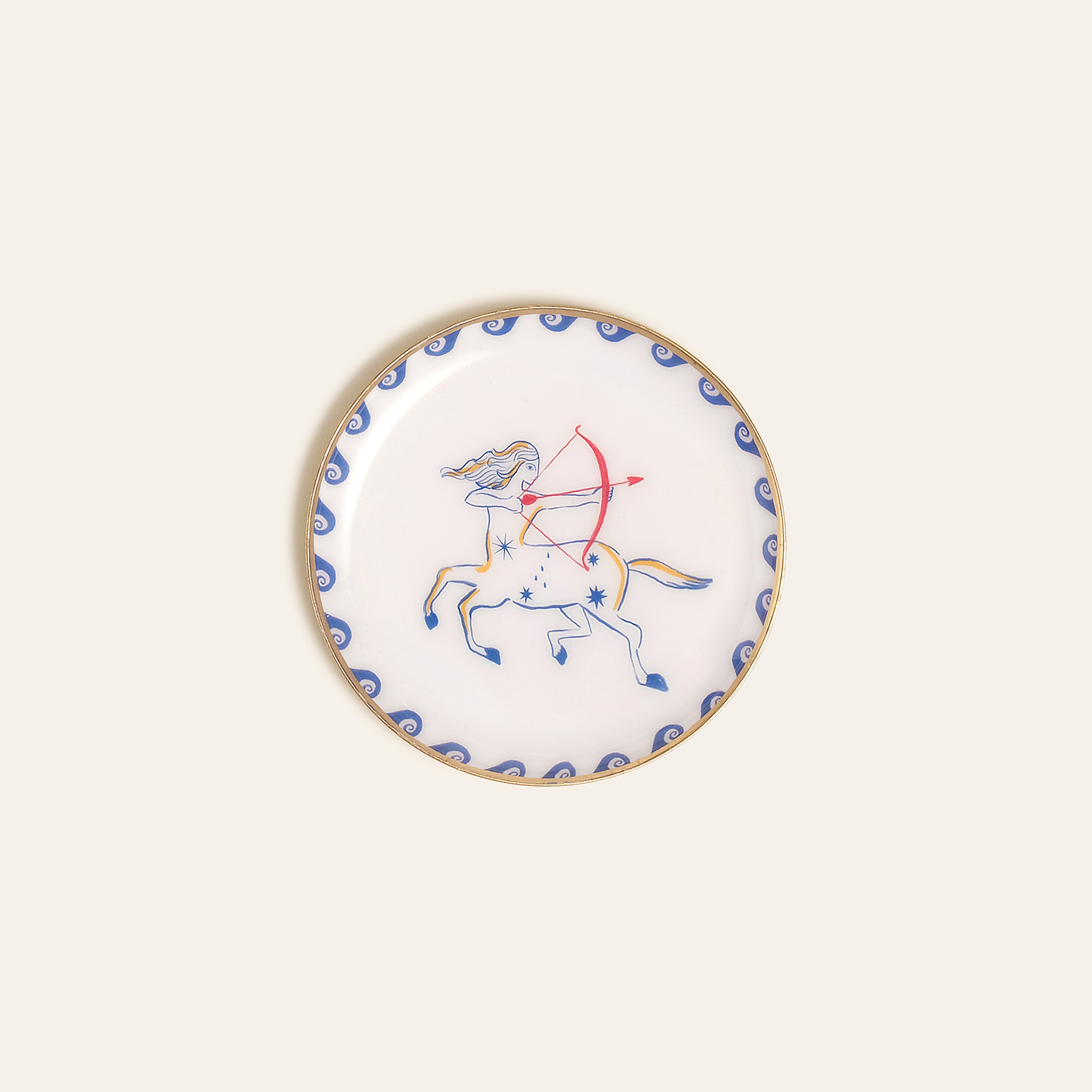 Agra Metal Dekoratif Tepsi 10x10 Cm Mavi - Beyaz